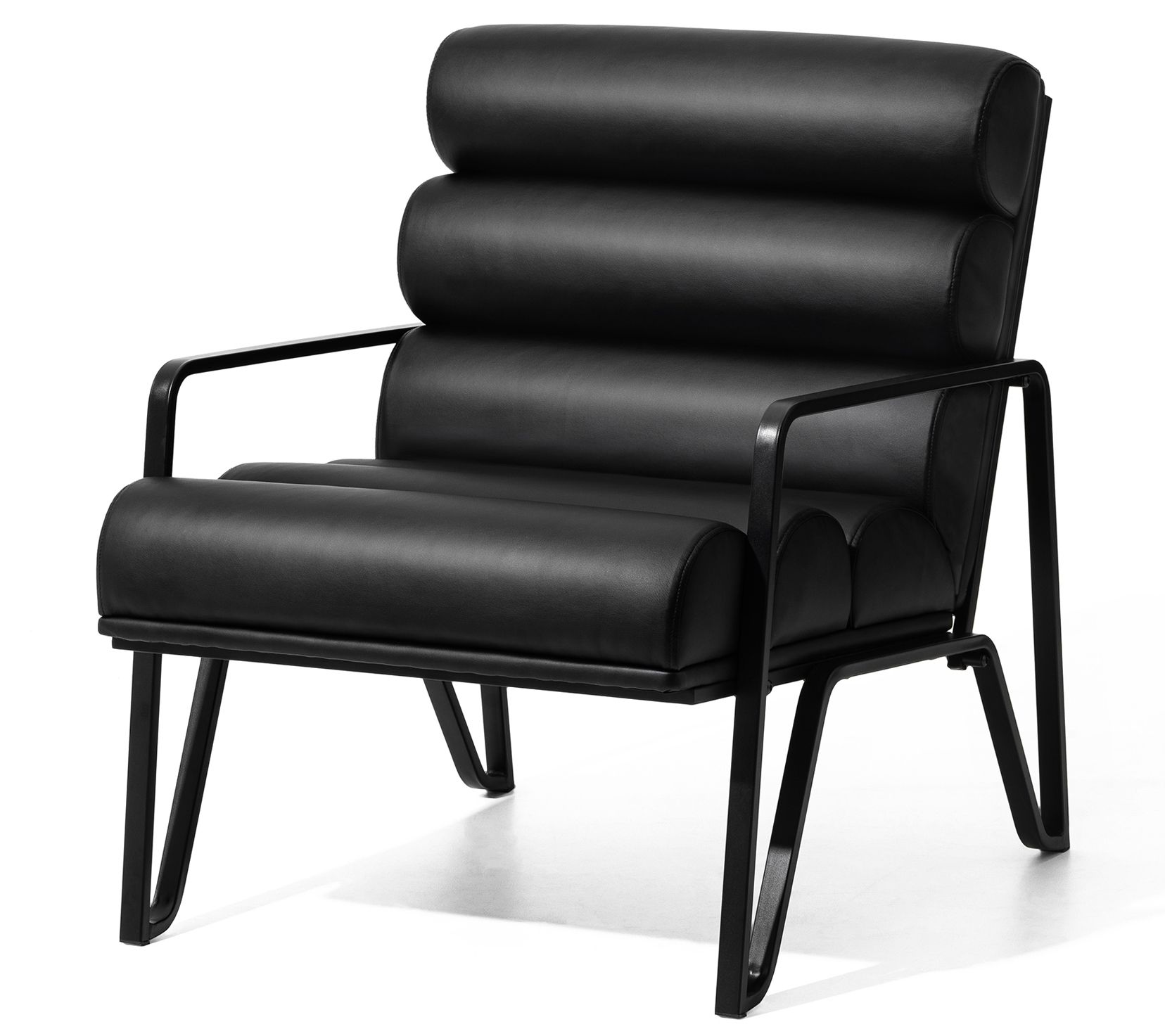 Glitzhome Modern Wavy Back Leatherette Accent Chair