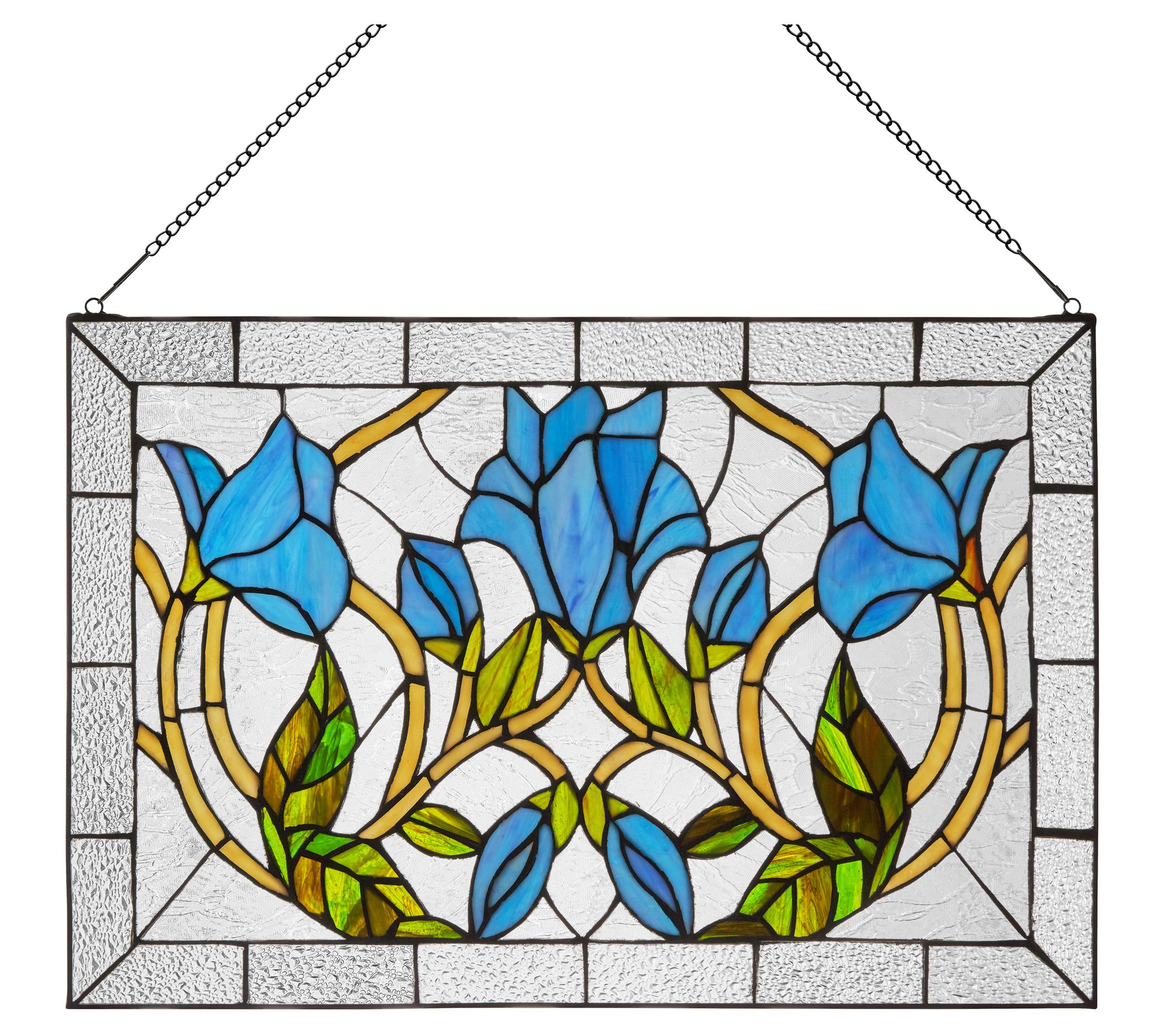 River of Goods 24" W Floral Vi ne Stained Glas s Window Panel