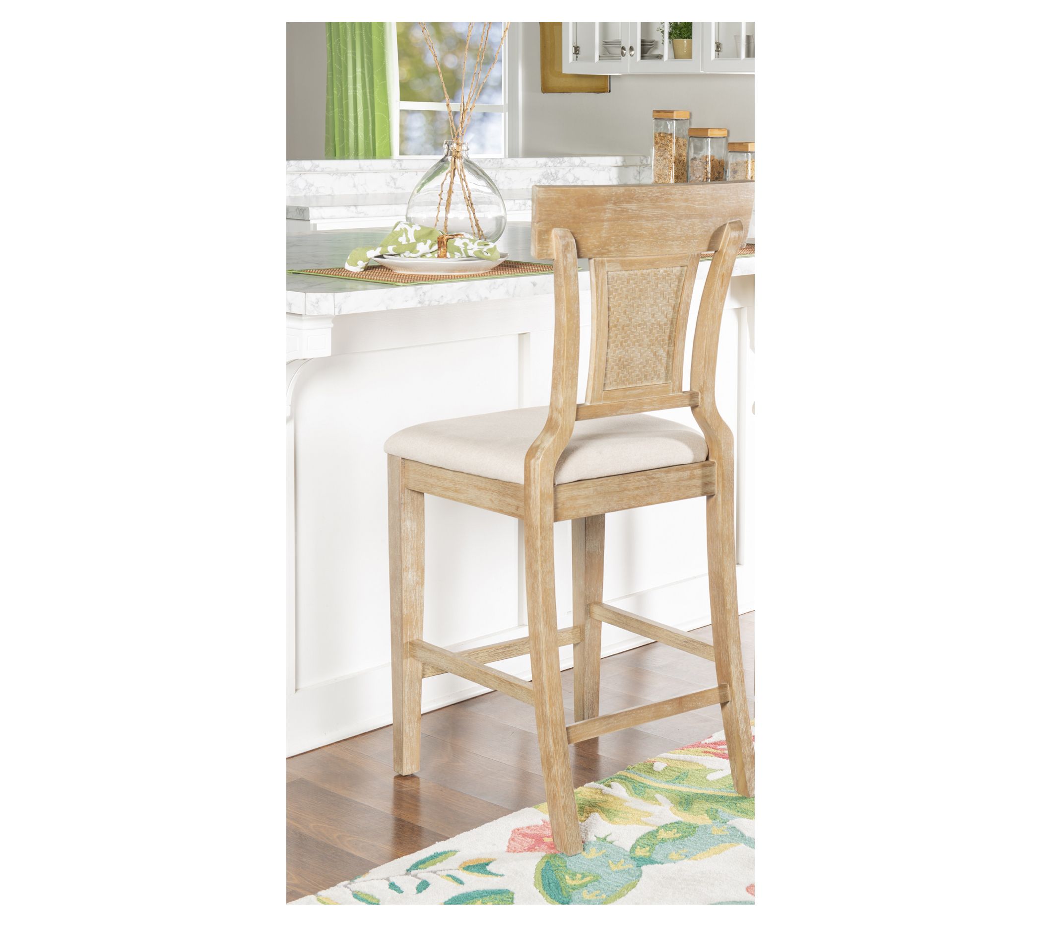 Linon Home Brooklyn Solid Wood Upholstered Counter Stool