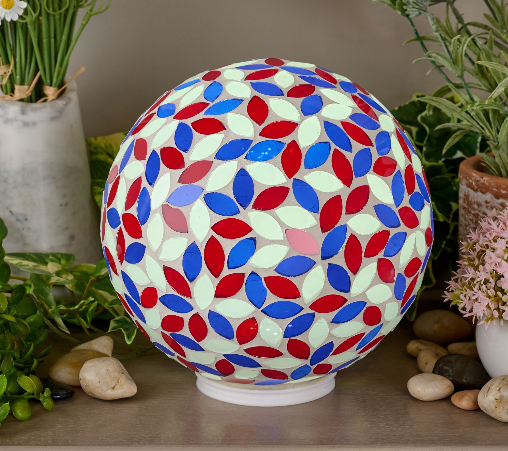 Indoor/Outdoor 8" Illuminated Mosaic Sphere By Valerie