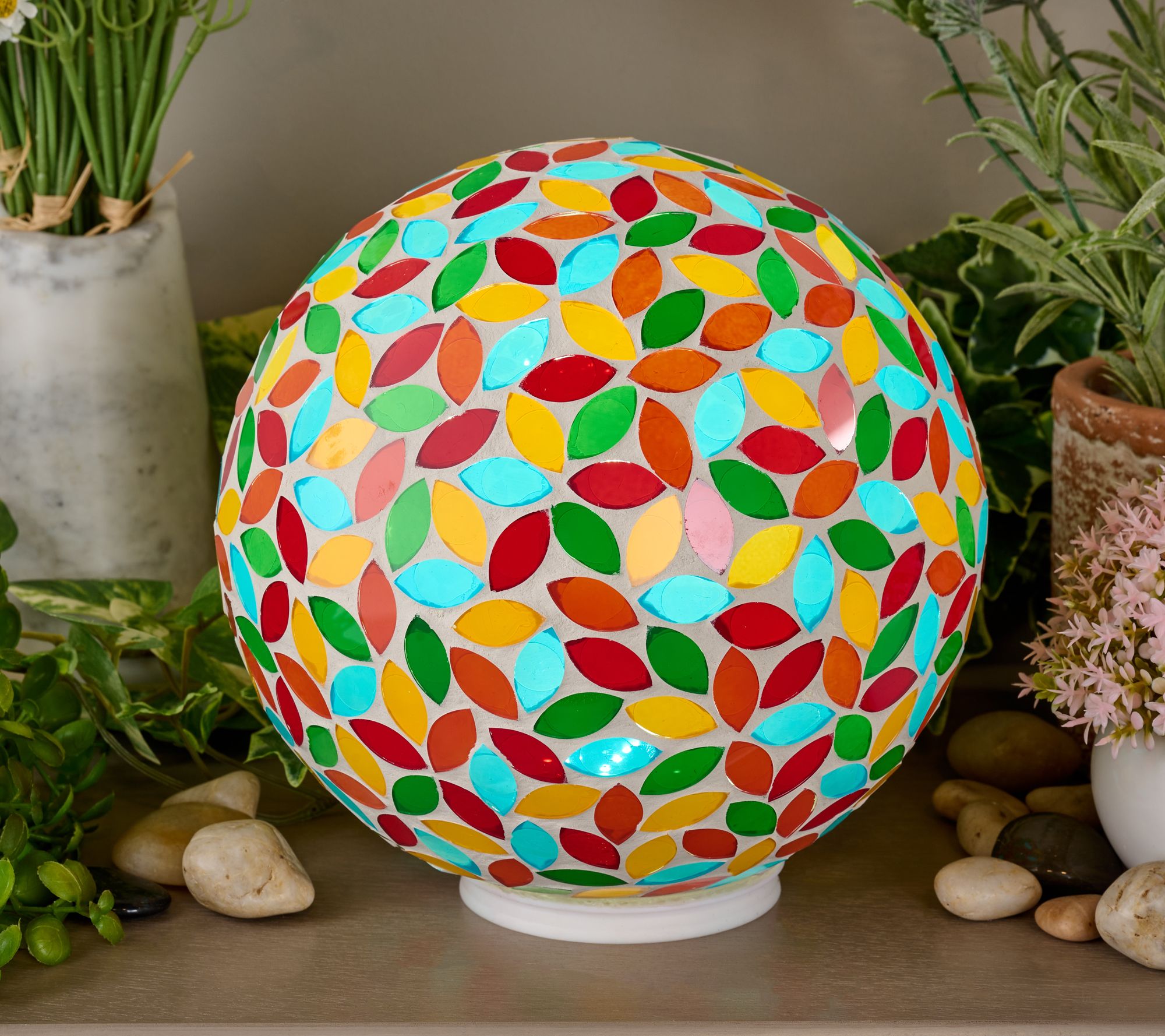 Indoor/Outdoor 8" Illuminated Mosaic Sphere By Valerie