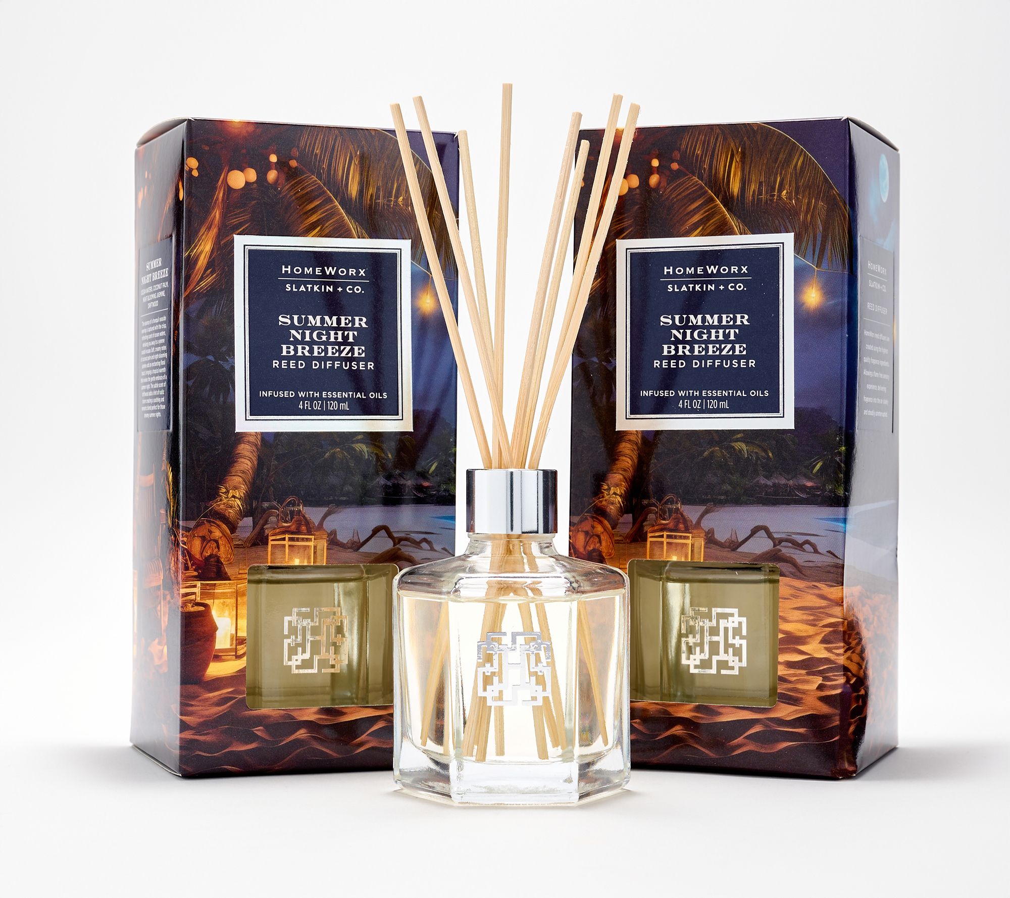 HomeWorx by Slatkin + Co. S/2 Summer Nights Breeze Reed Diffusers