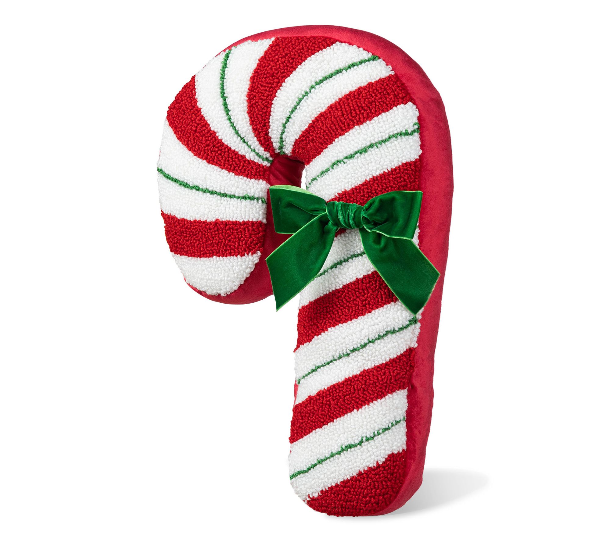 Glitzhome 15.75"H Hooked Christmas Candy Cane Shaped Pillow