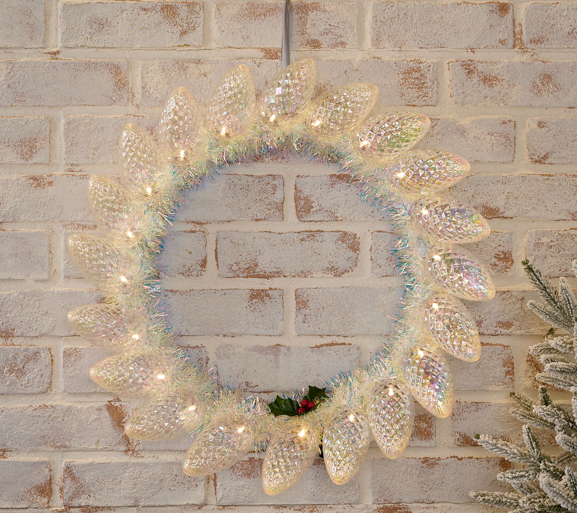 "As Is" Mr. Christmas 20" C9 Bulb with Tinsel Vintage Wreath