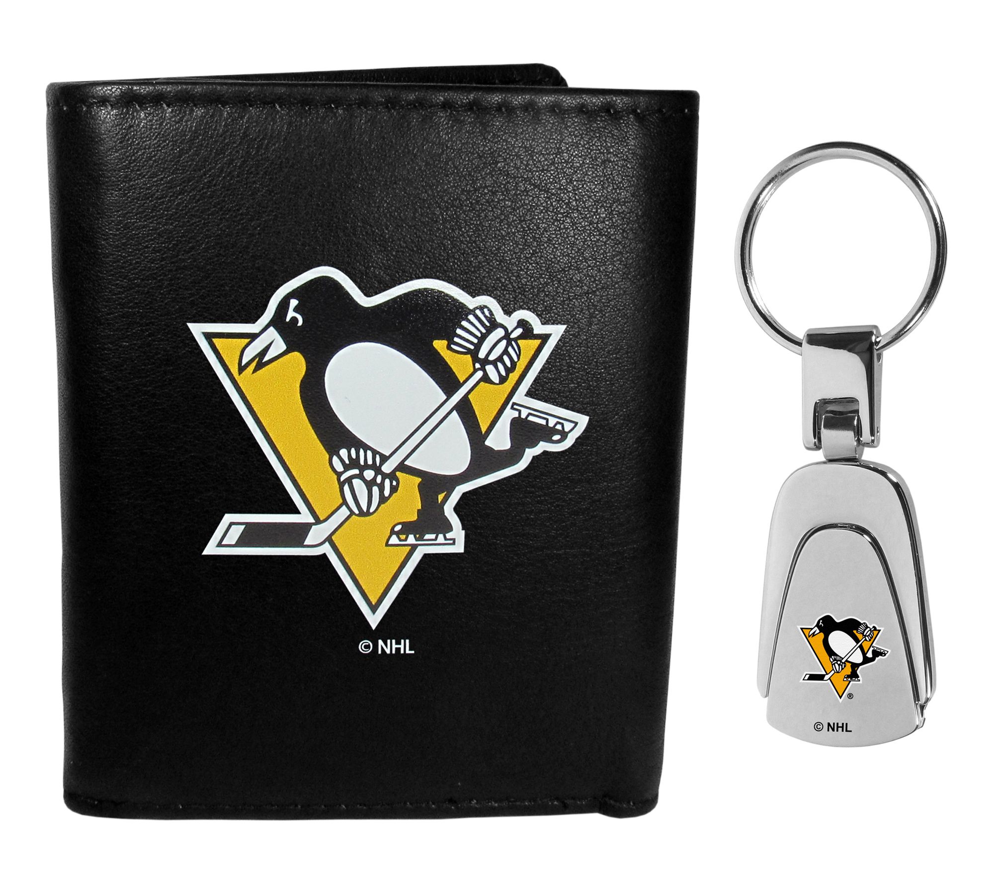 Siskiyou Sports NHL Leather Tri-fold Wallet & Steel Key Chain