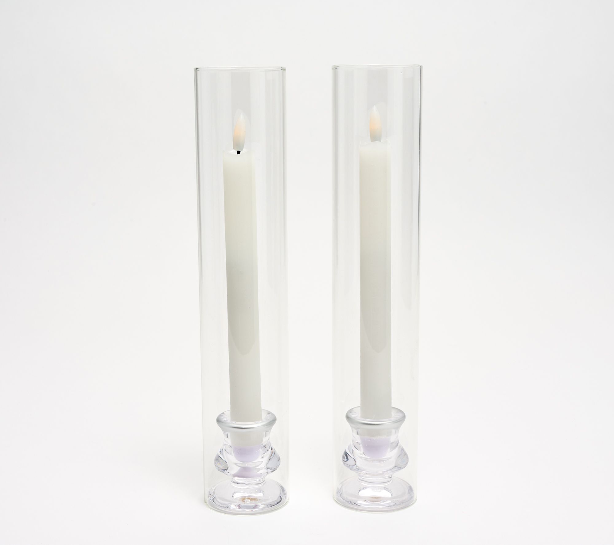 "As Is" Lightscapes S/2 Elegant Glass Taper Holders w/ Candles