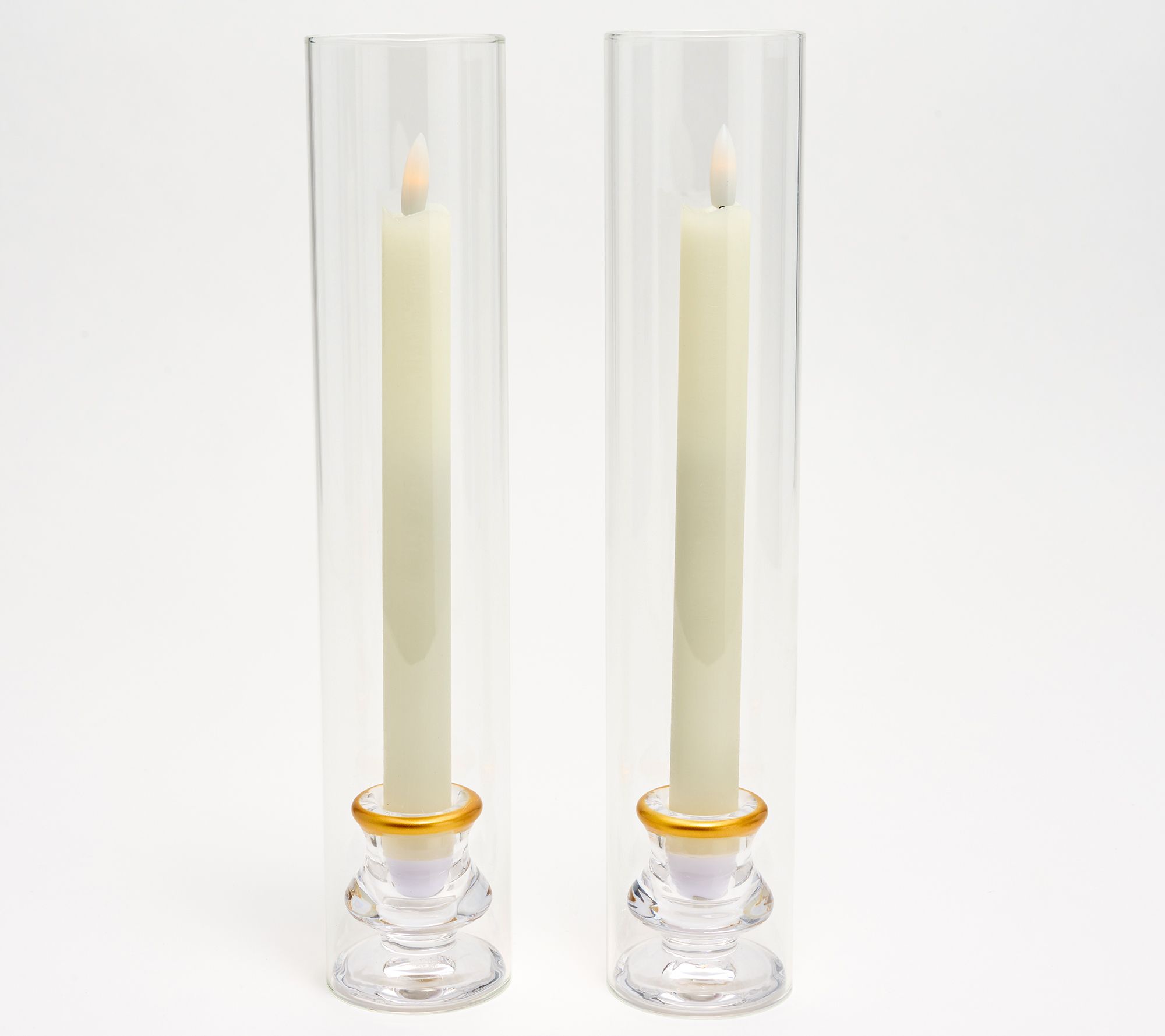 "As Is" Lightscapes S/2 Elegant Glass Taper Holders w/ Candles