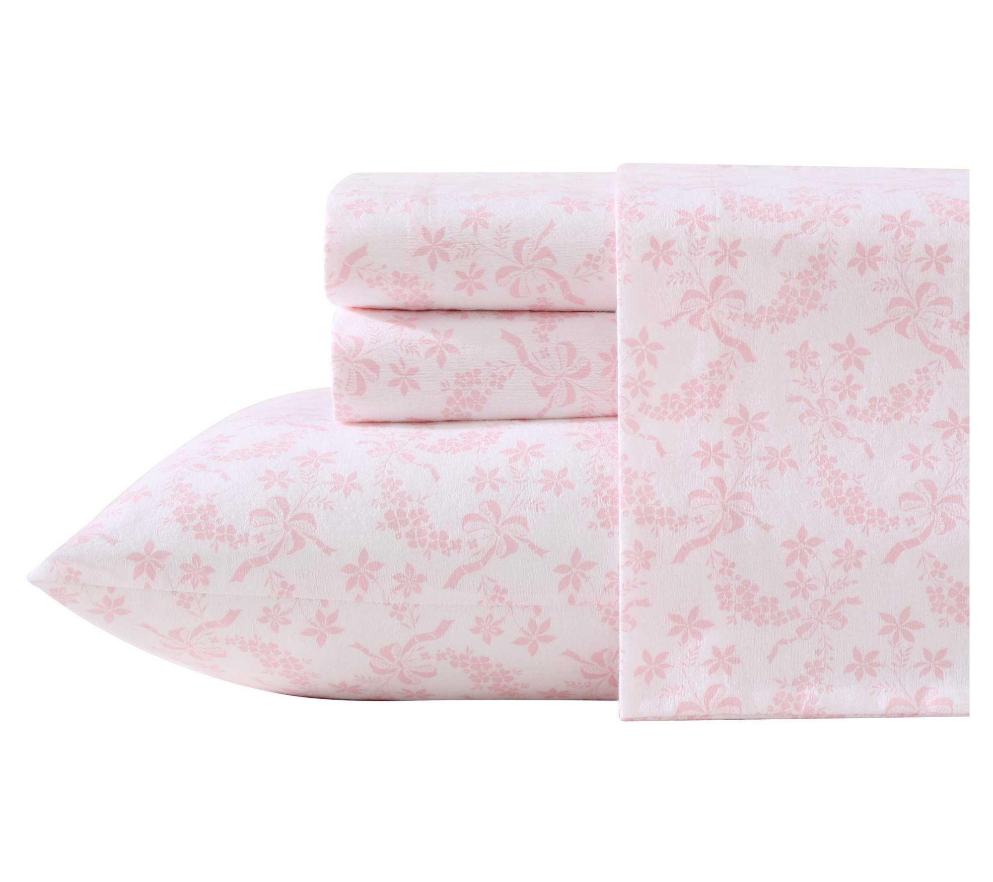 Laura Ashley Antoinette Pink Cotton Flannel King Sheet Set