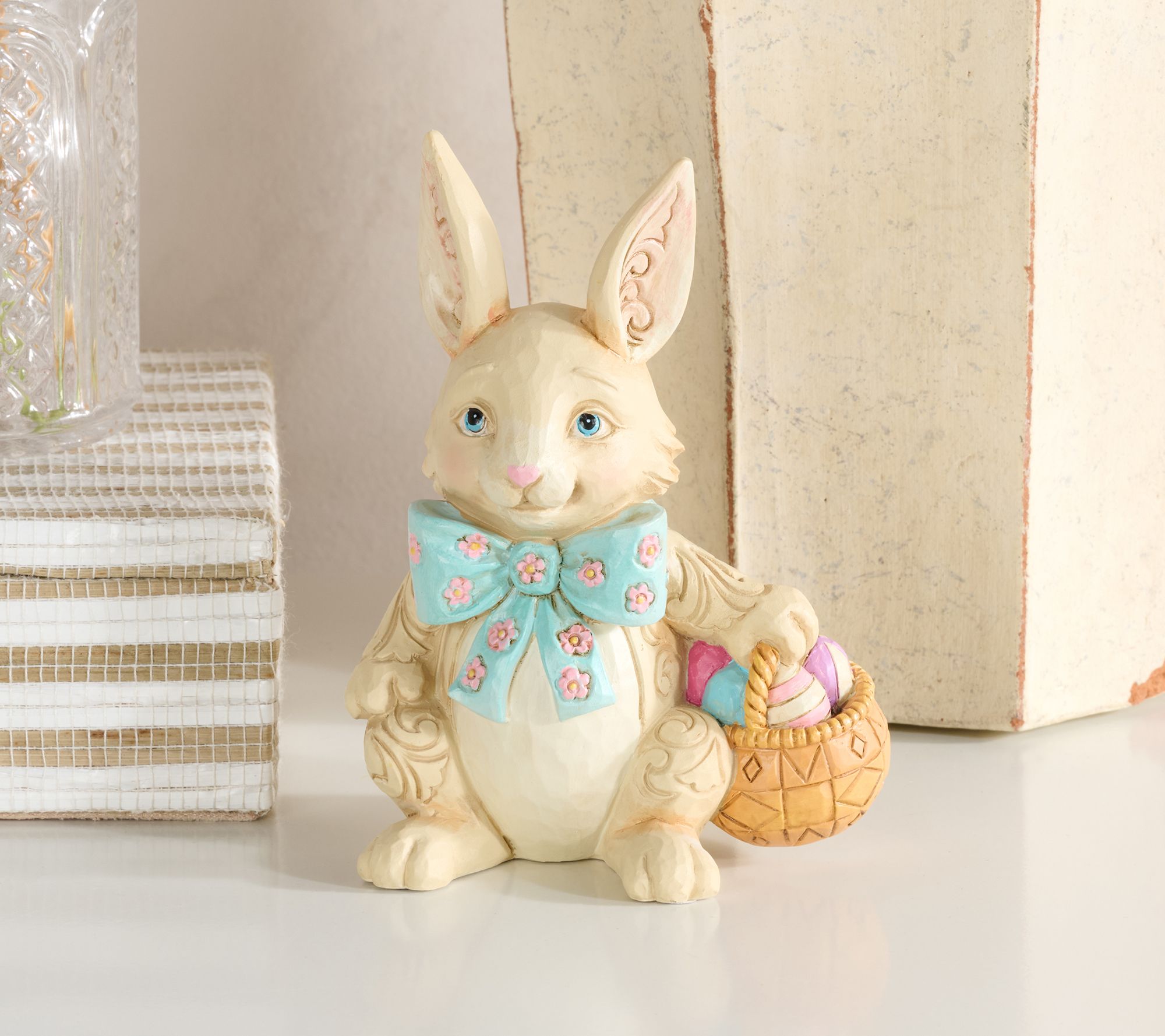 Jim Shore Heartwood Creek 5" Easter Bunny with Bow and Basket
