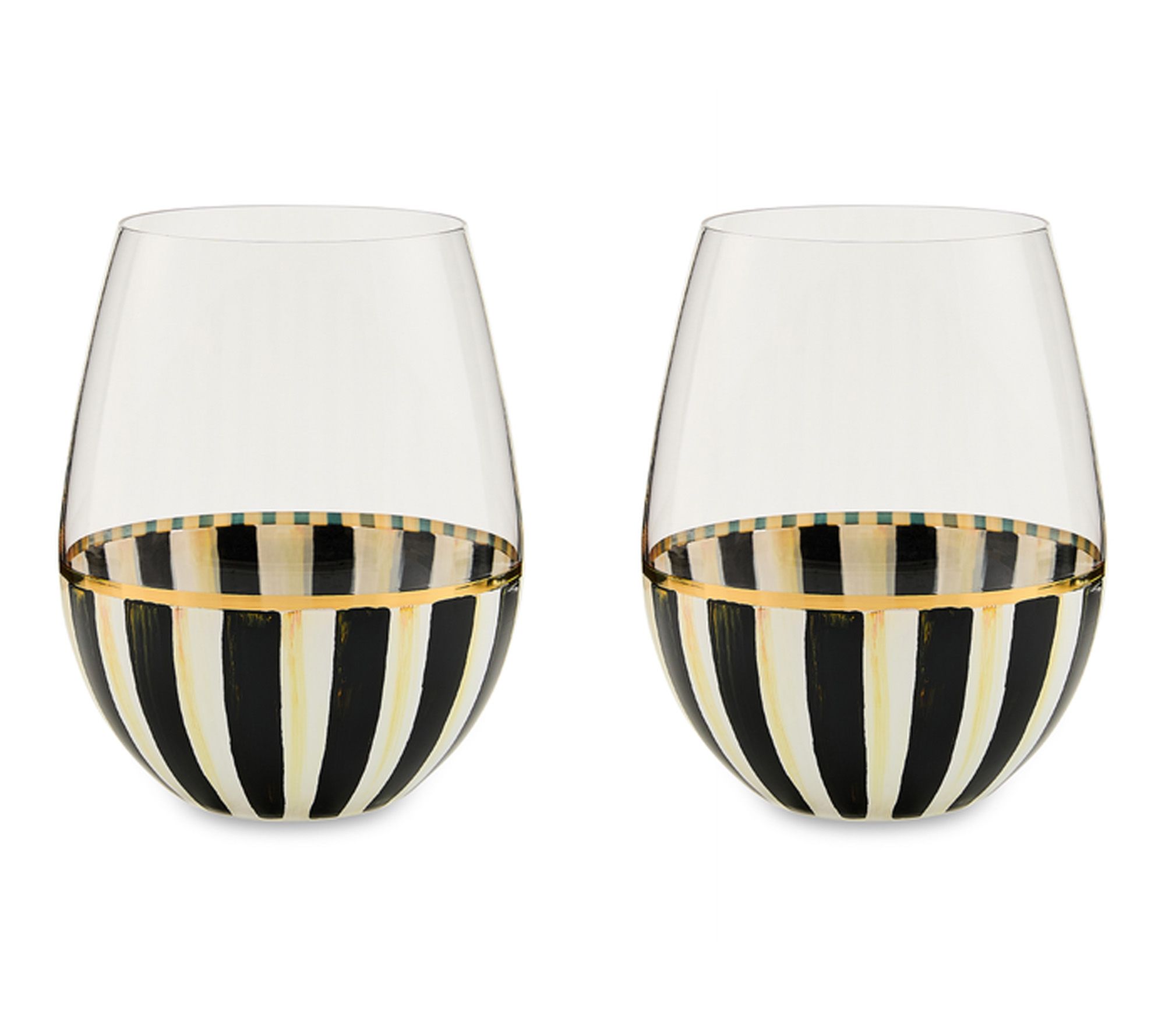 MacKenzie- Childs Set of 2 Stemless Wine Glasses