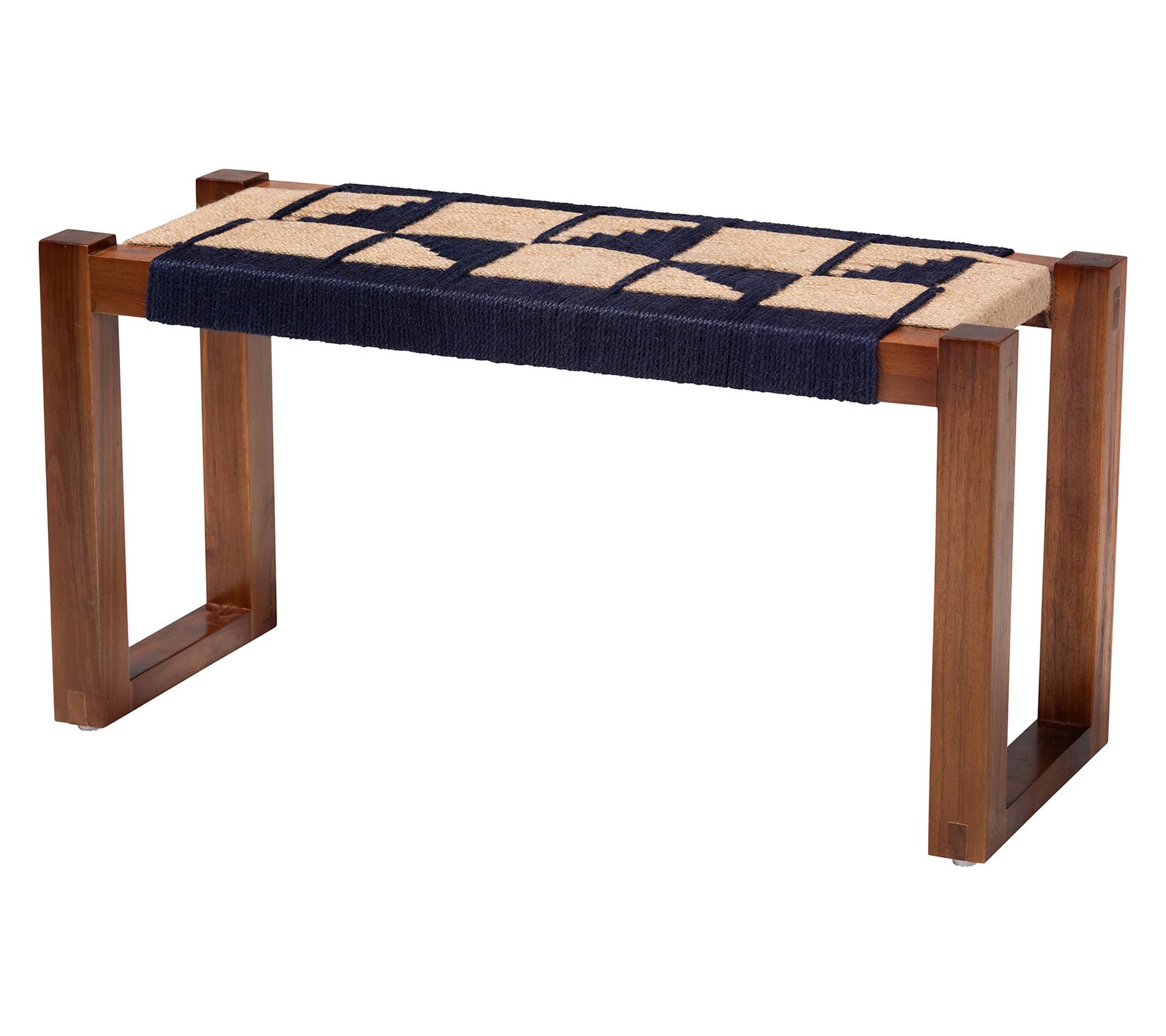 bali & pari Jerilyn Seagrass and Acacia Wood Accent Bench