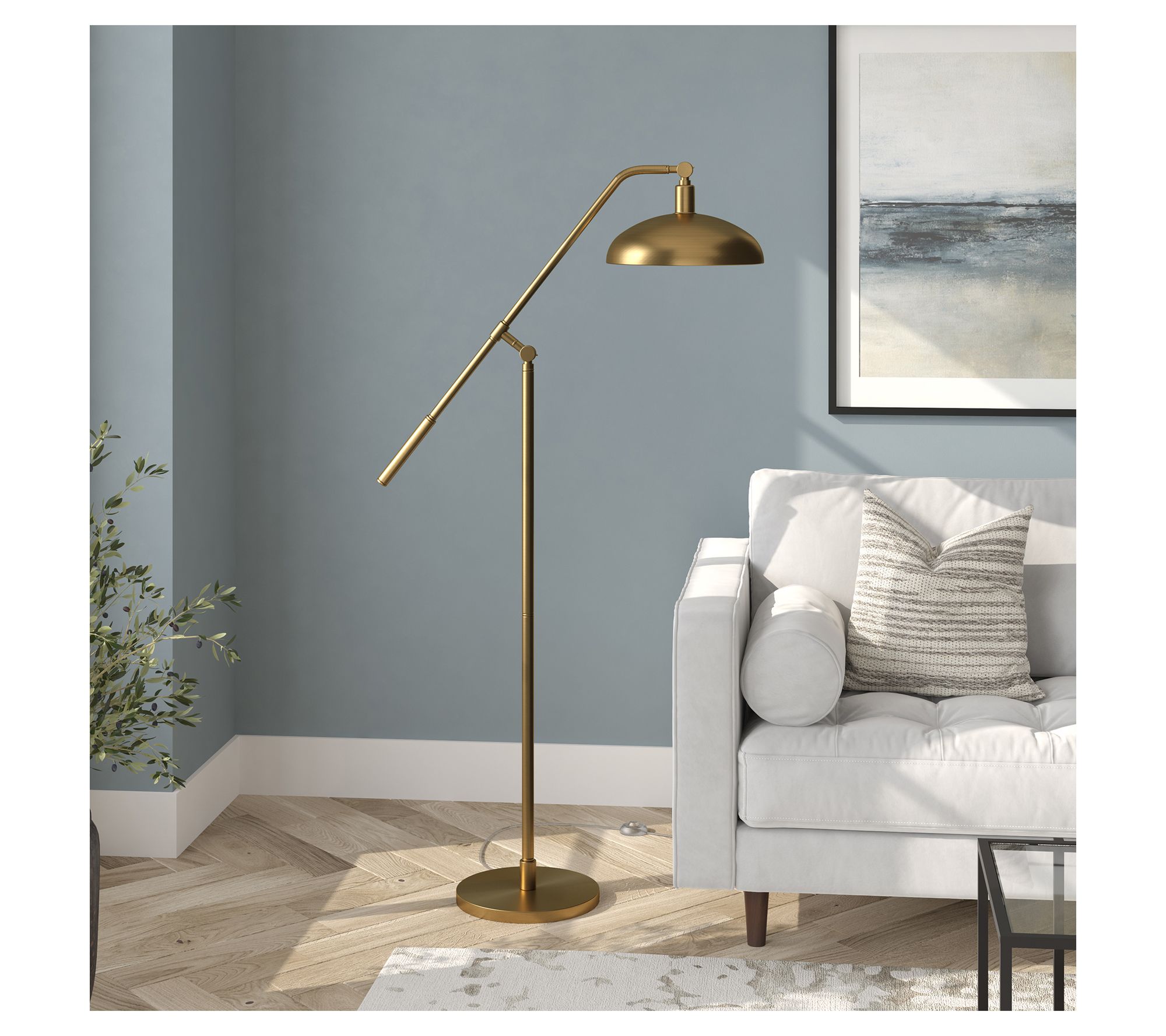 Hudson&Canal Devon Boom Arm Floor Lamp with Metal Shade