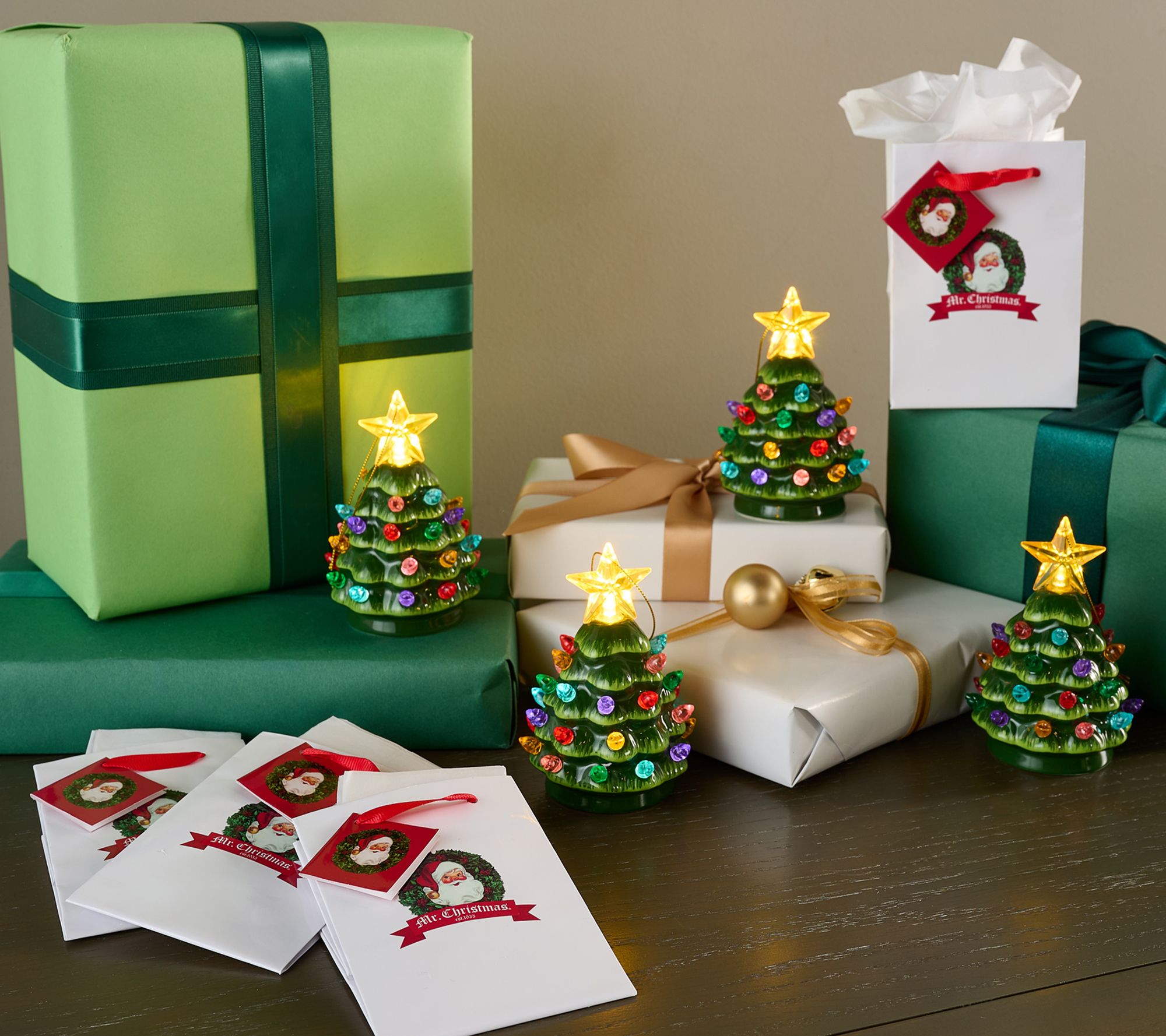 "As Is" Mr. Christmas Set of 4 Mini Nostalgic Tree Ornaments