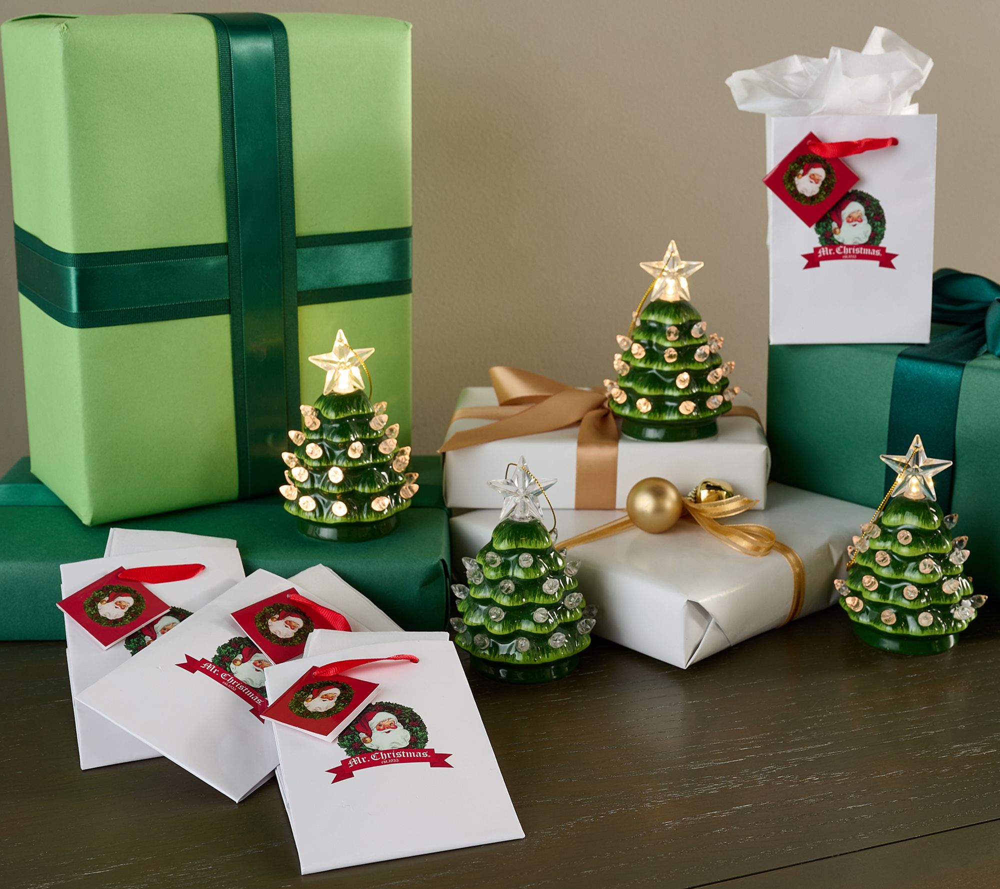 "As Is" Mr. Christmas Set of 4 Mini Nostalgic Tree Ornaments