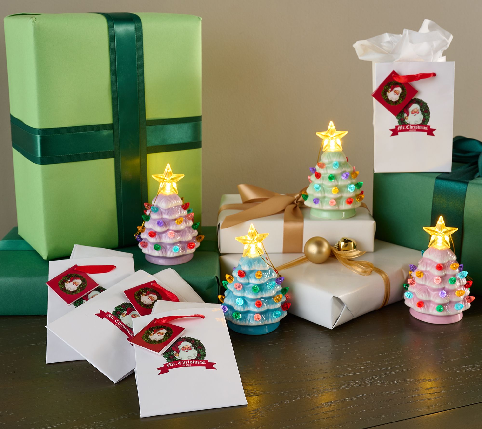 "As Is" Mr. Christmas Set of 4 Mini Nostalgic Tree Ornaments