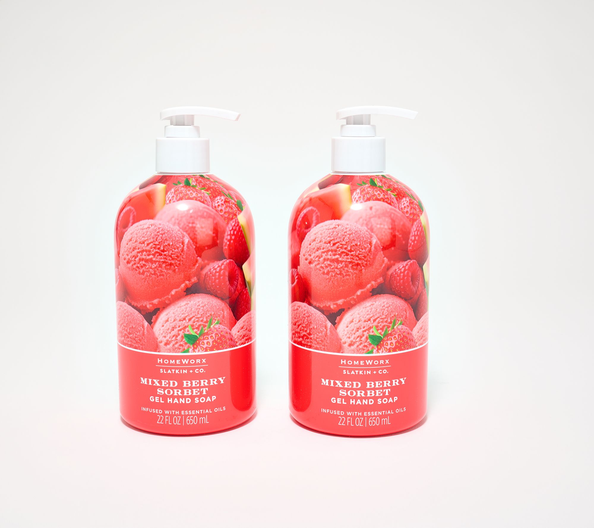 HomeWorx by Slatkin + Co. S/2 22oz Mixed Berry Sorbet Gel Hand Soaps