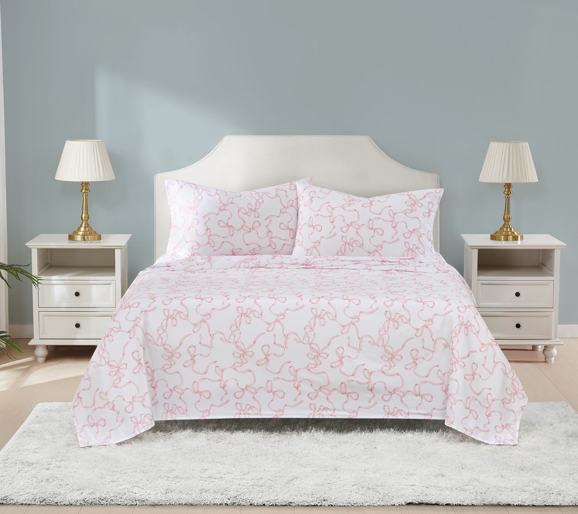 Truly Soft Printed Bow 4 Piece King Sheet Set