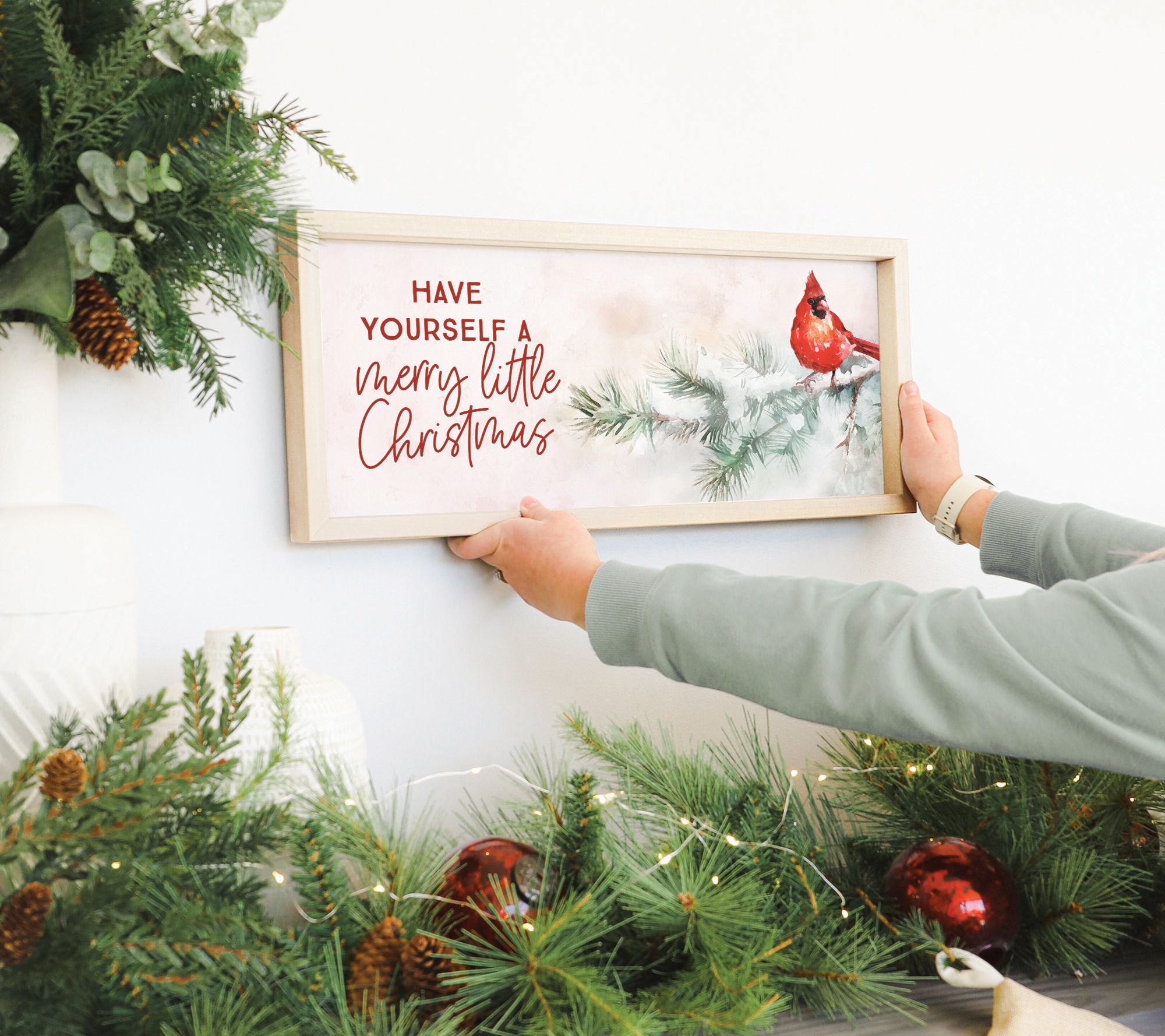 Sincere Surroundings 24" Merry Cardinals Farmhouse Frame