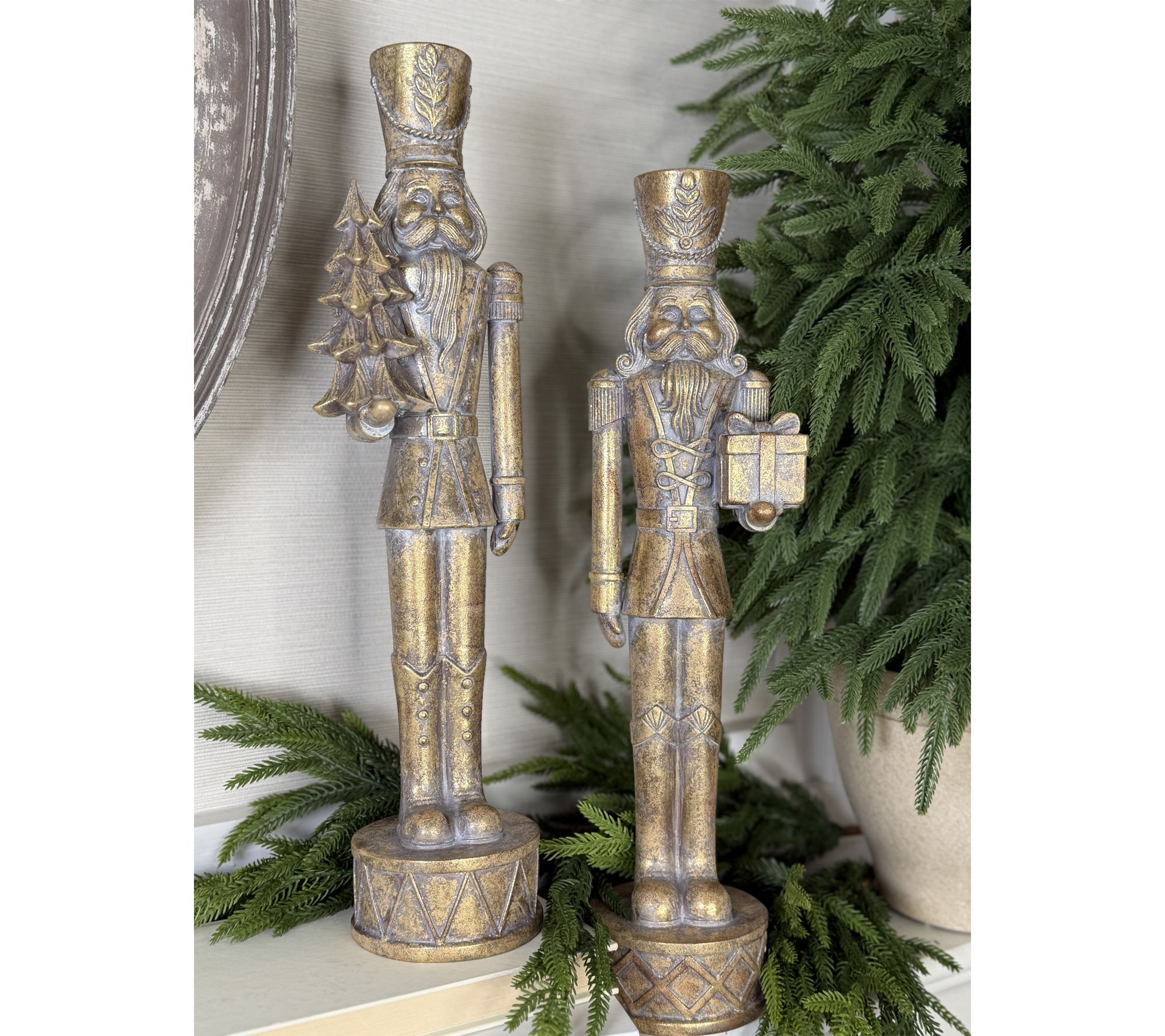 Simply Stunning 18" Antiqued Nutcracker Duo by Janine Graff