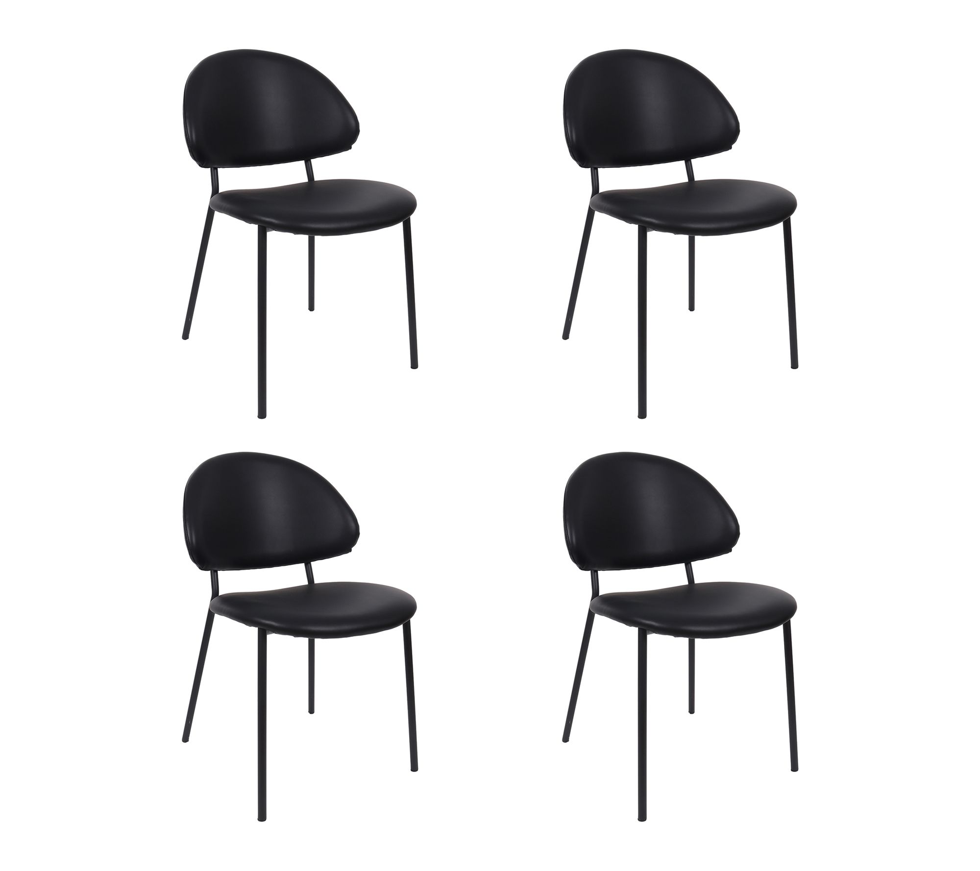 Manhattan Comfort Haven Metal Vegan Leather Chair - Set of 4