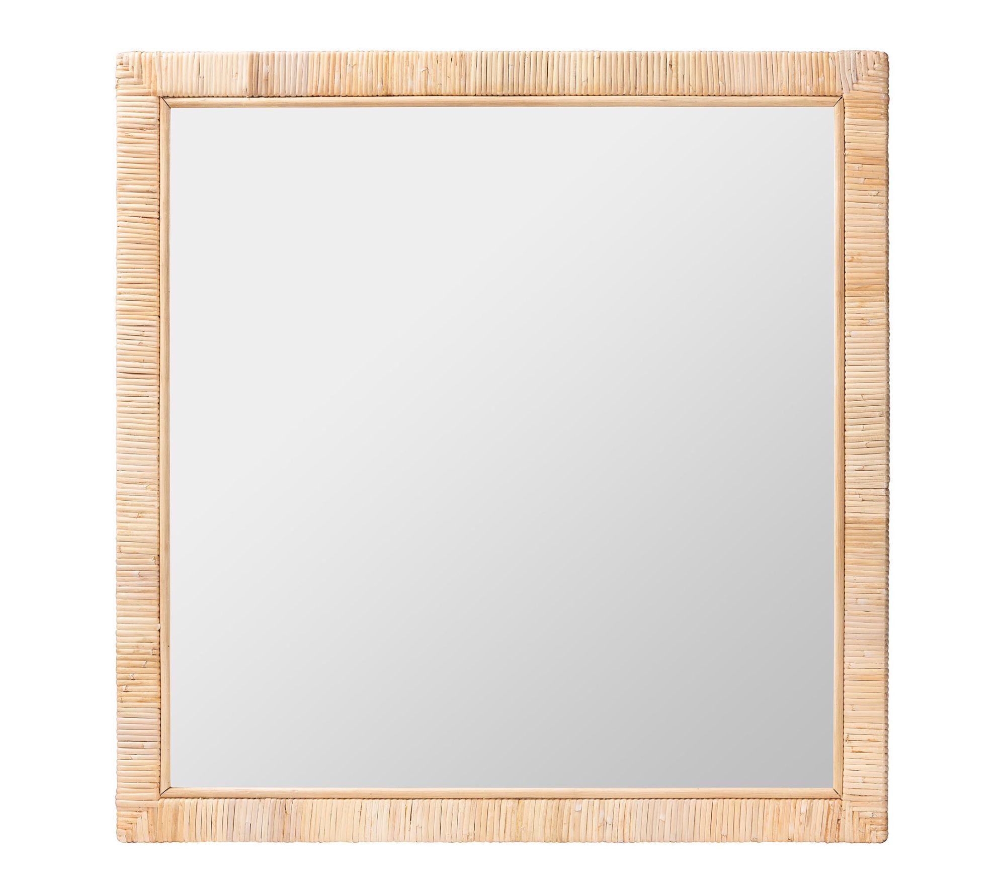 bali & pari Lankston Natural Rattan Square Accent Wall Mirror