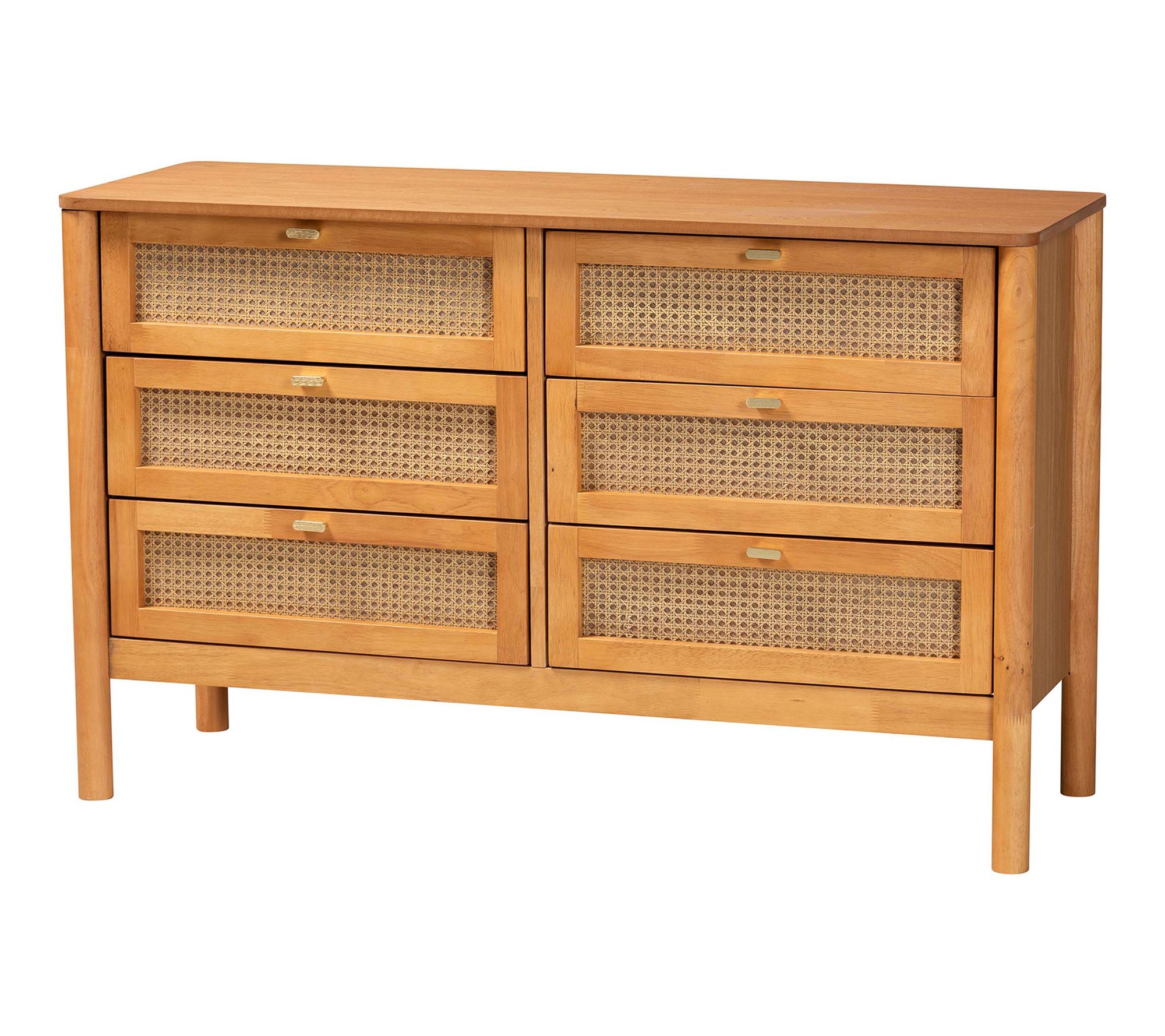 Baxton Studio Jenn Golden Brown Dresser with Wood and Rattan