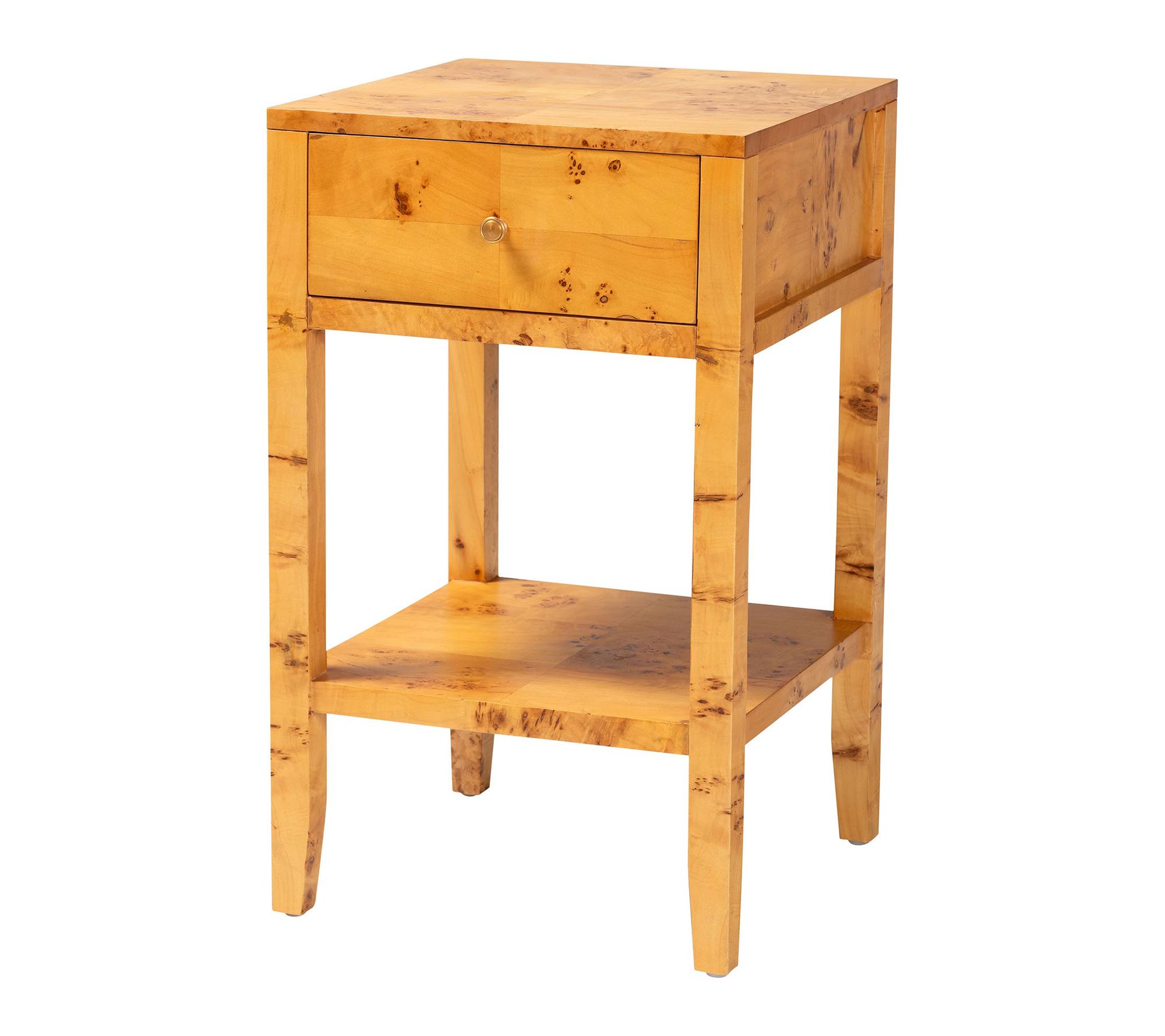 bali & pari Ghina Light Mappa Real Burl Wood Nightstand