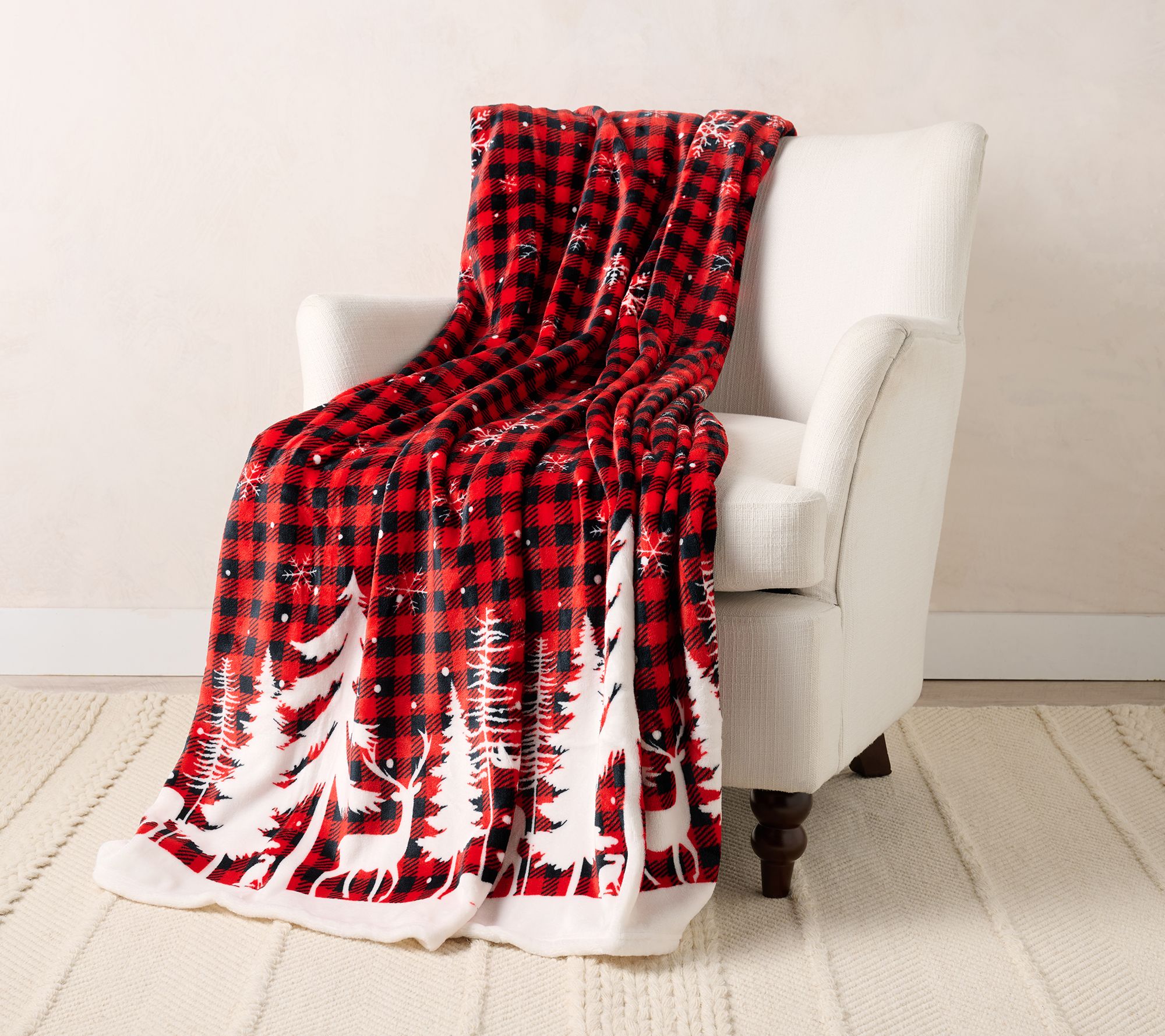 "As Is " Kringle Express Oversized 60x80 Holiday Printed Throw