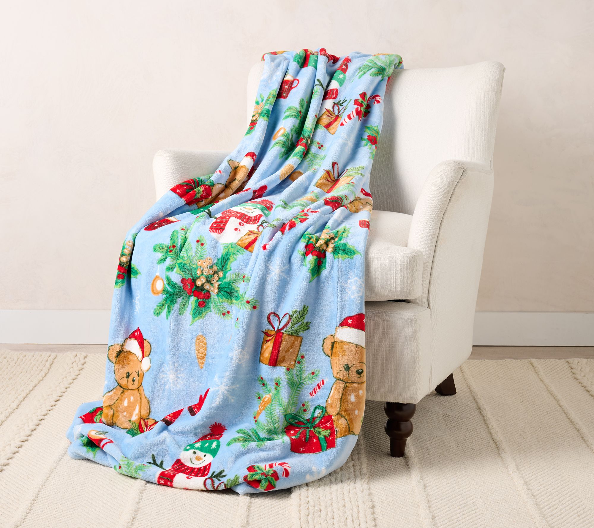 "As Is " Kringle Express Oversized 60x80 Holiday Printed Throw