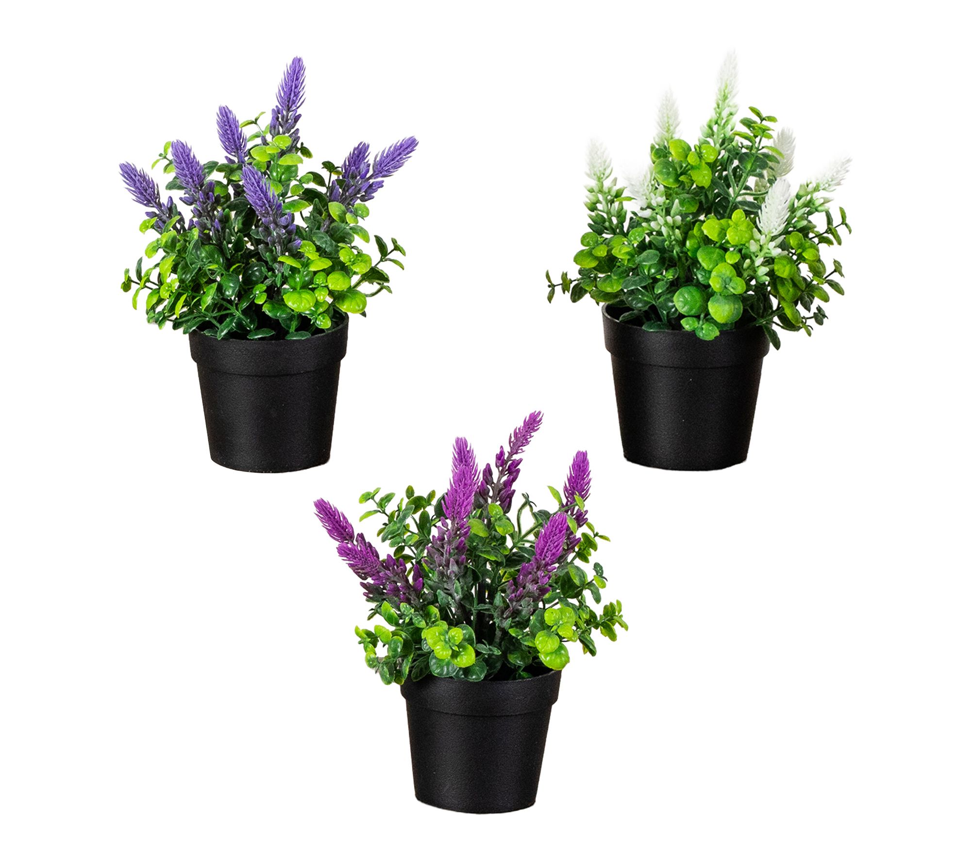Artificial Spiked Lavender in Pot - Set of 3 by Nearly Natural