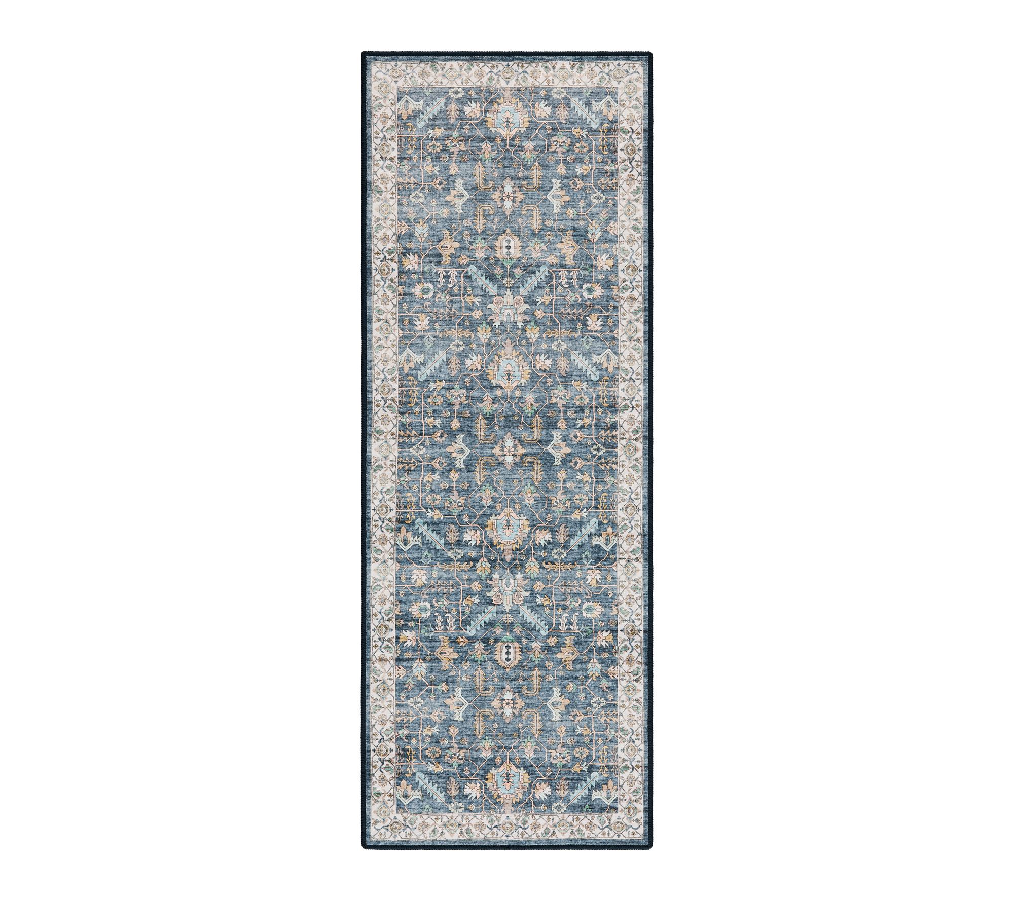 Everwash Haven Distressed Border 2x7 Washable Runner Rug