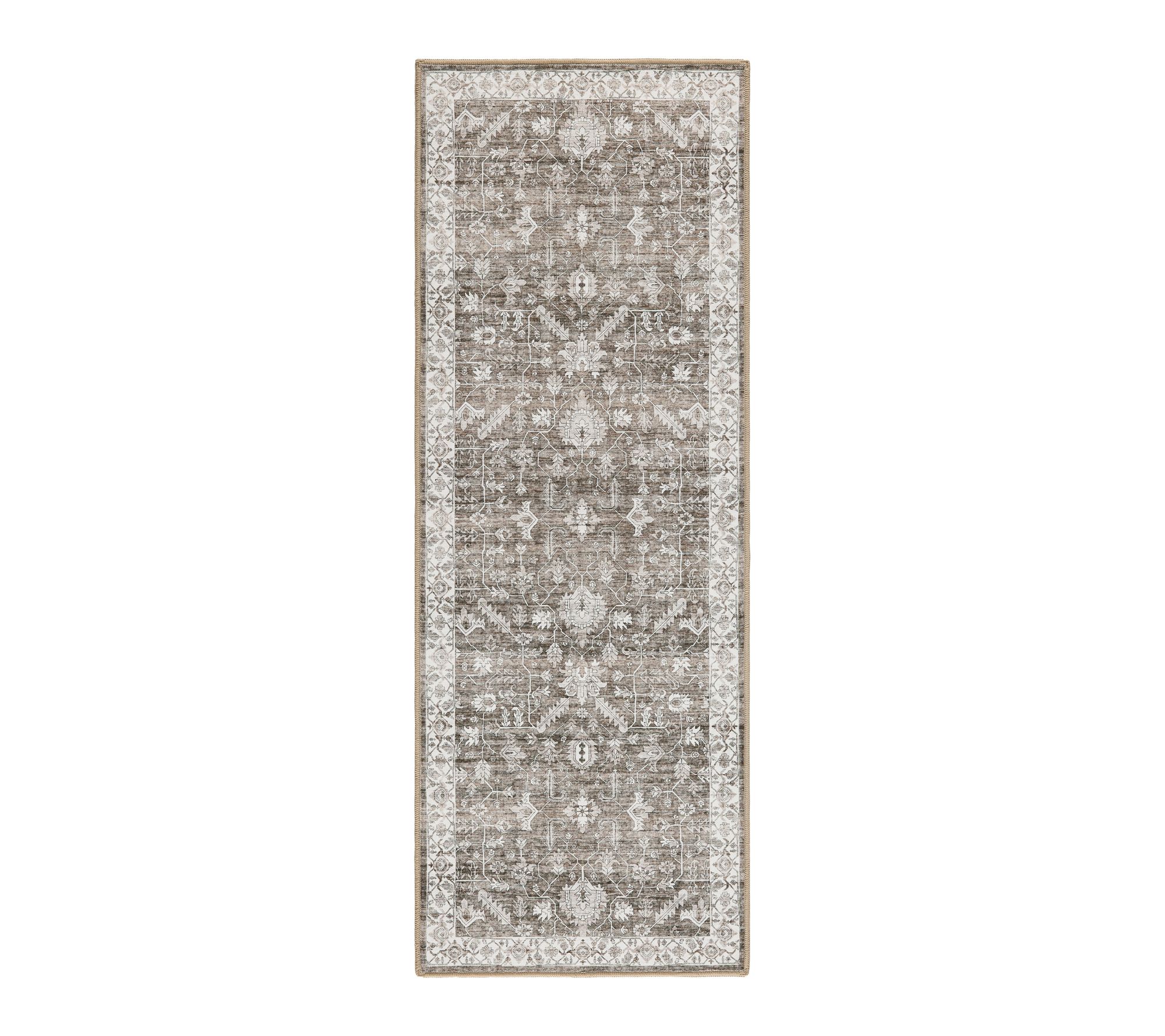 Everwash Haven Distressed Border 2x7 Washable Runner Rug
