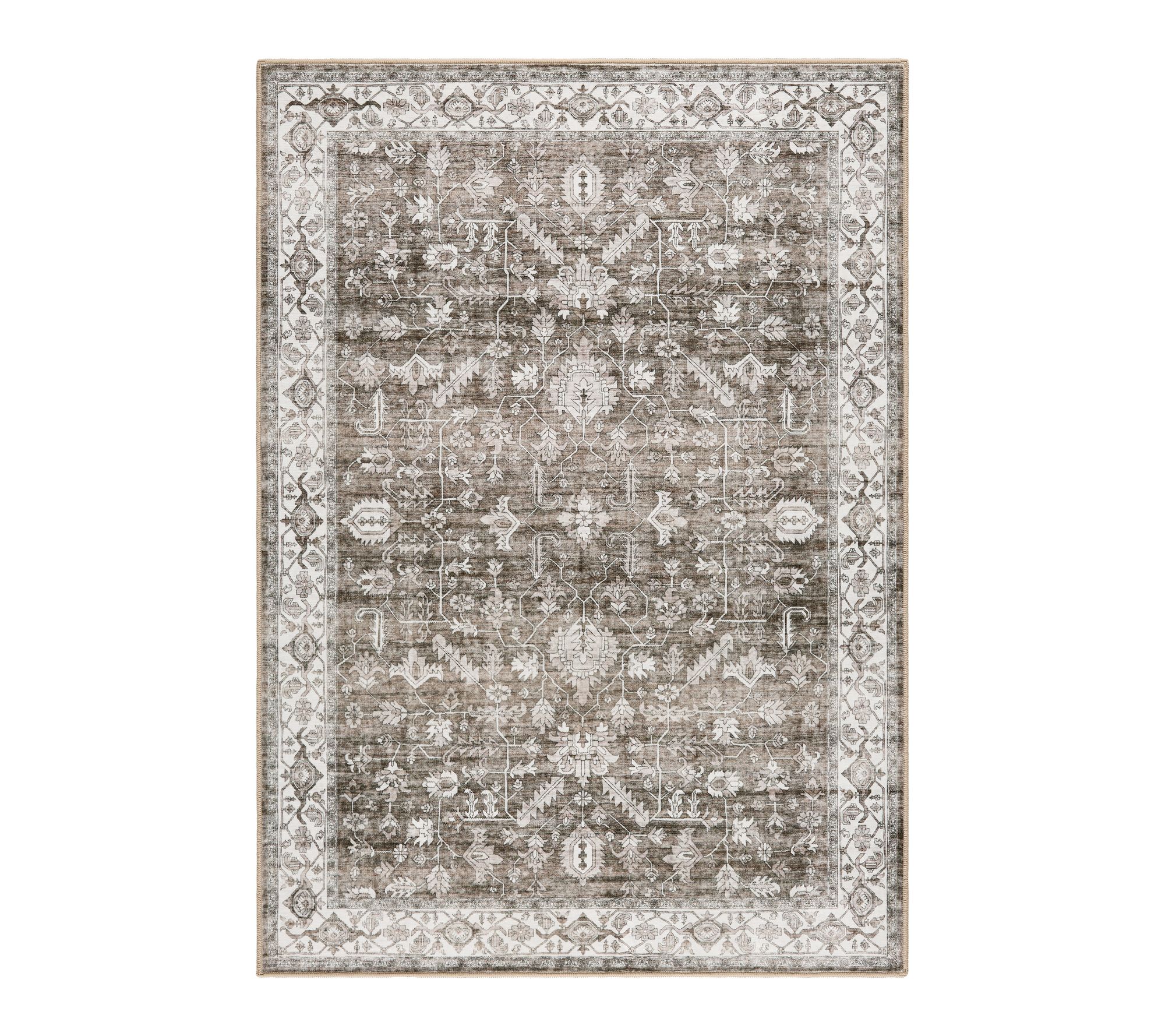 Everwash Haven Distressed Border 6x9 Washable Area Rug