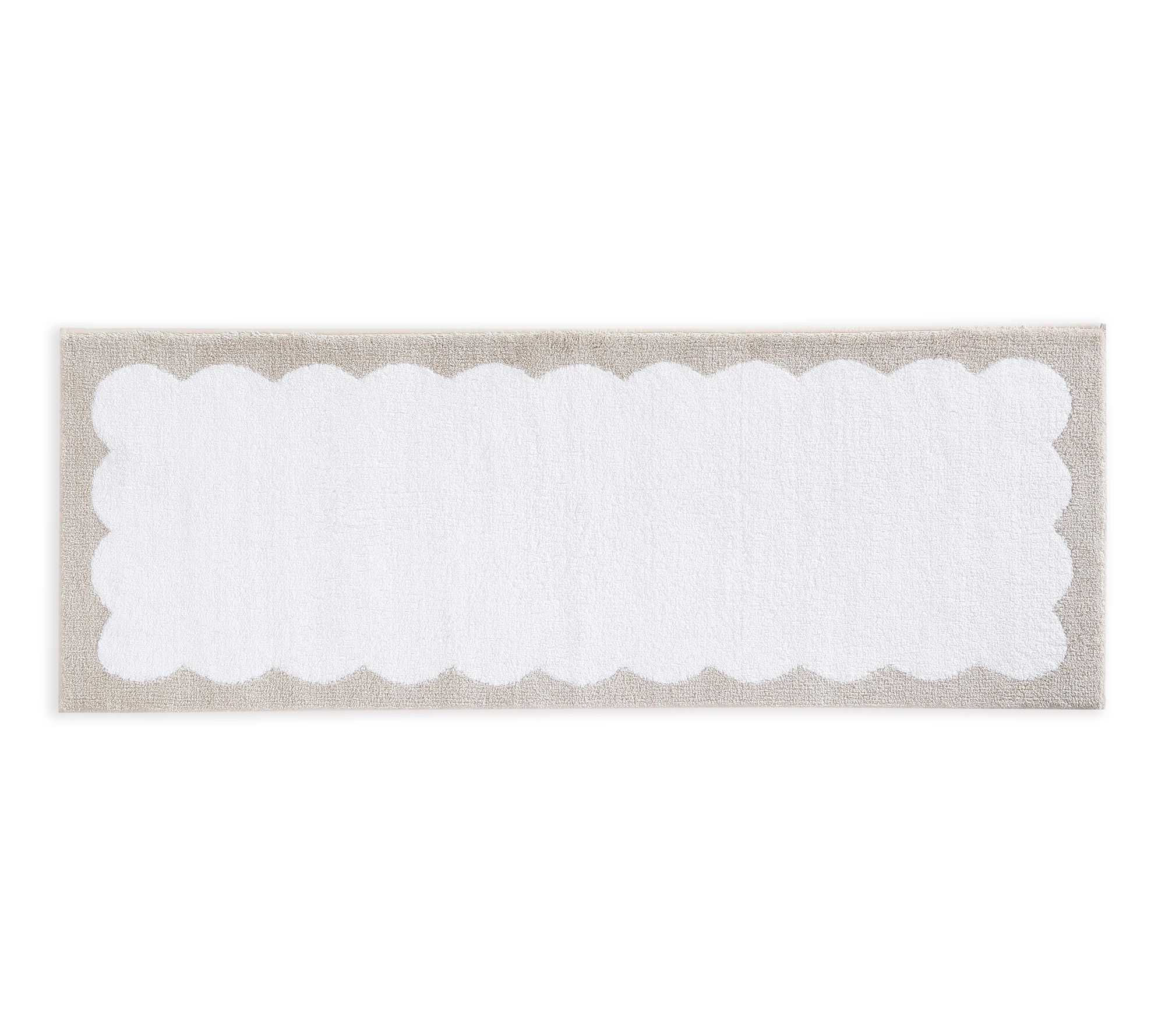 Martha Steweart Bedford Scallop White/Linen 60X22 Bath Rug