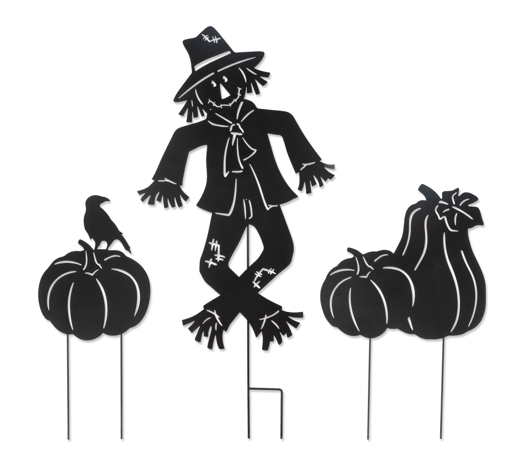 Glitzhome S/3 Fall Metal Scarecrow Silhouette Garden Stakes