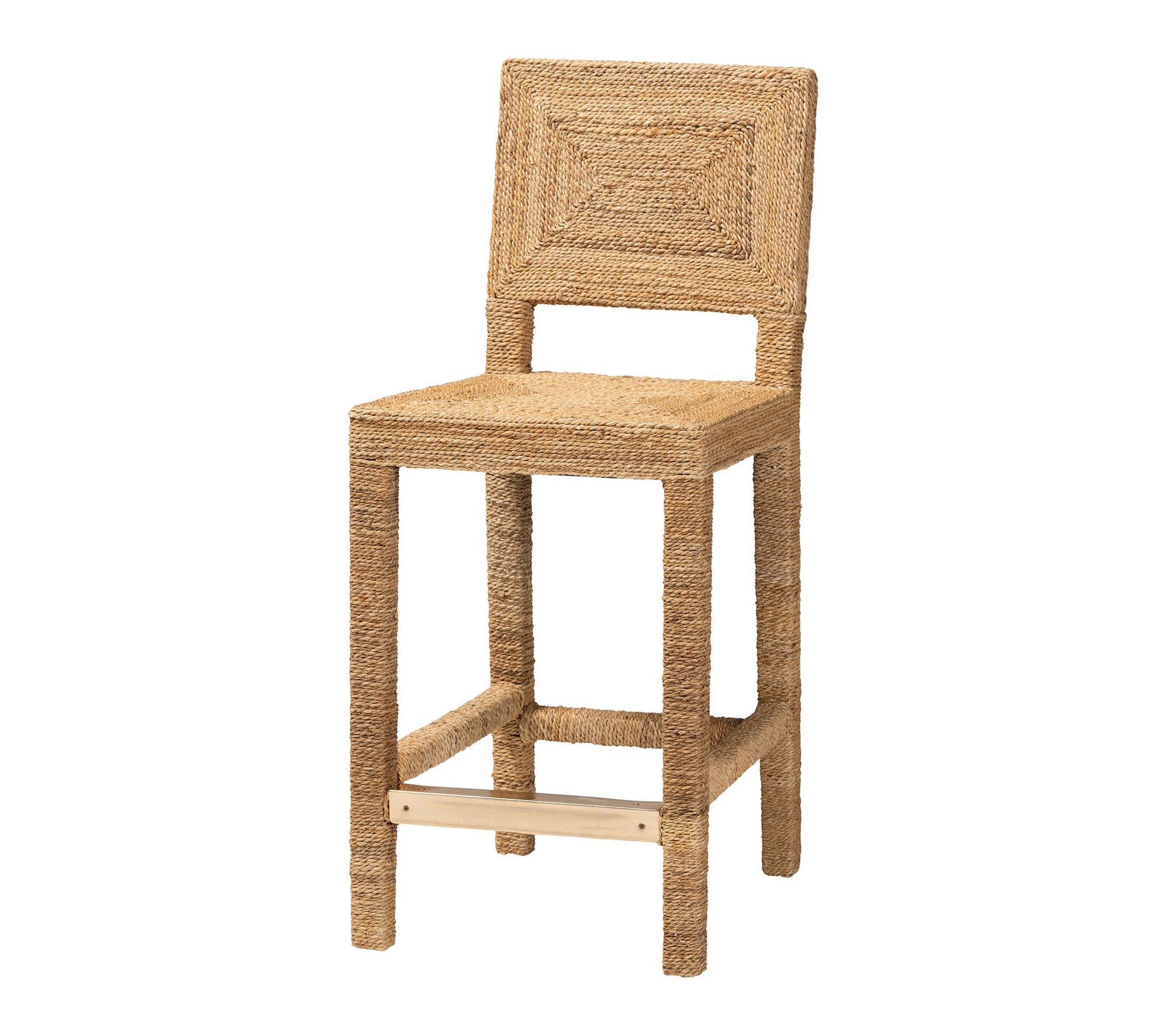 bali & pari Anfield Seagrass and Mahogany Wood Counter Stool