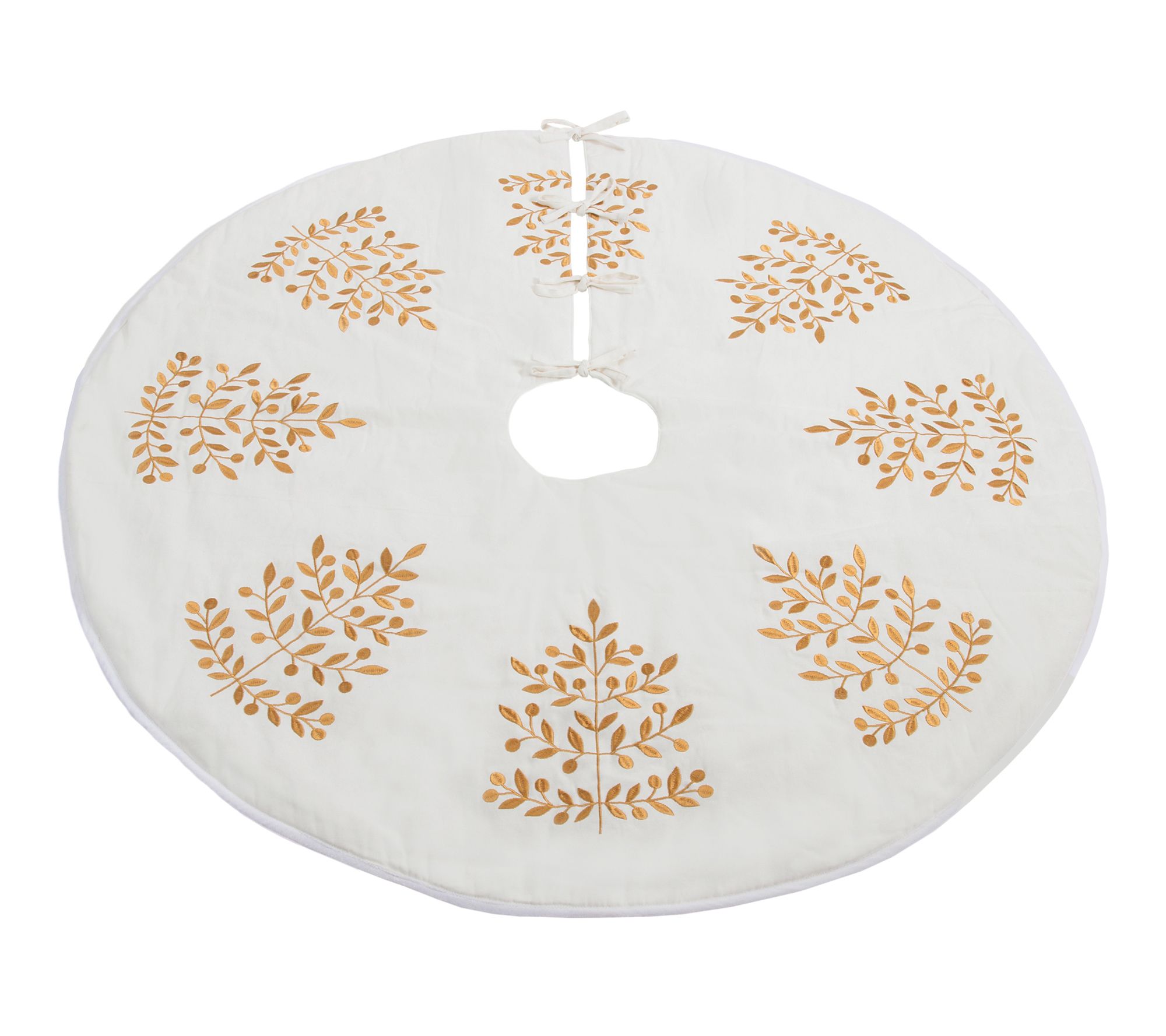 Melrose Metallic Leaf Christmas Tree Skirt 48"D