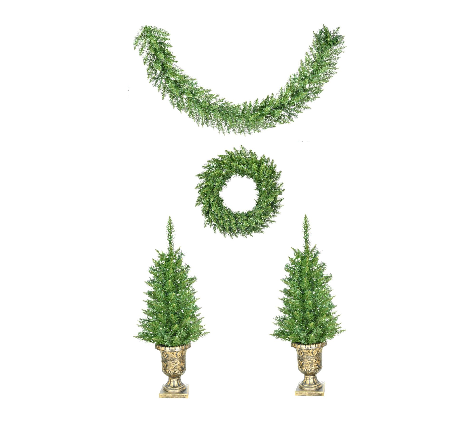 Fraser Hill Farm 4-Pc Pre -Lit Christmas Porch Decor Set