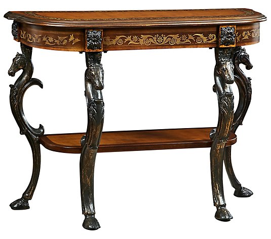 Powell Masterpiece Fl Demilune, Powell Scroll Console Table