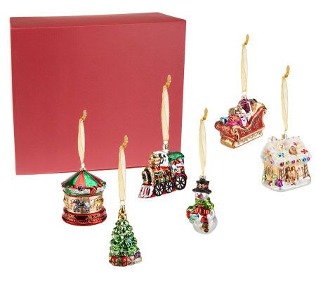 Set of 6 Mercury Glass Ornaments with Giftbox by Valerie - QVC.com