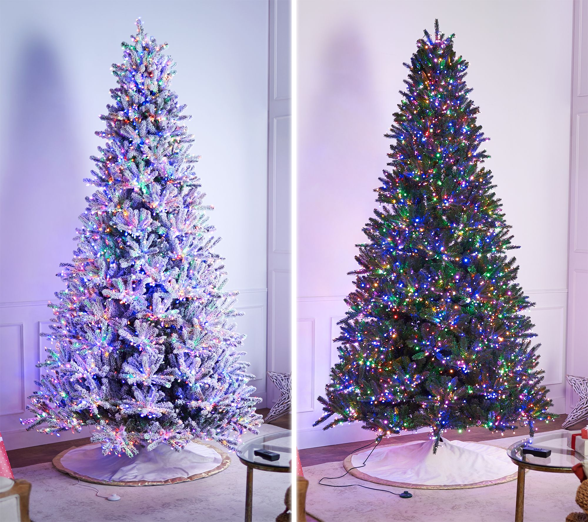 (QVC) Santa's Best MultiFunction Green or Flocked LED Microlight Tree