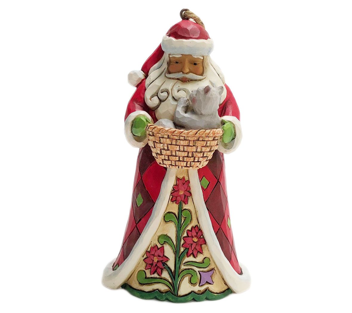 Jim Shore Heartwood Creek Santa with Cat Ornament - QVC.com