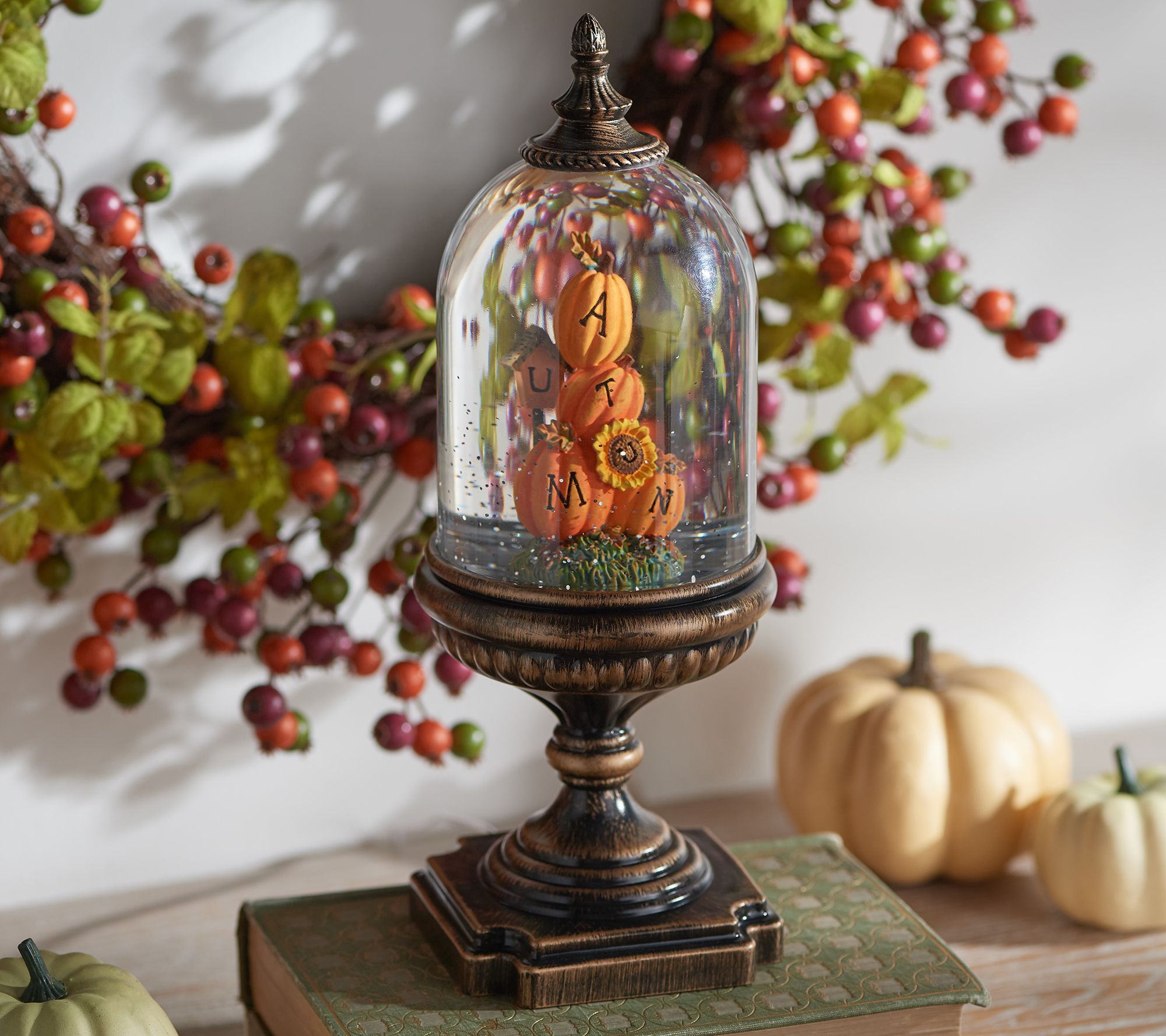 Illuminated Harvest Glitter Scene by Valerie - QVC.com