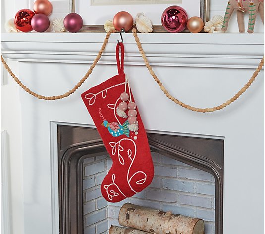 French Knot Hand Felted Vintage Inspired Stocking