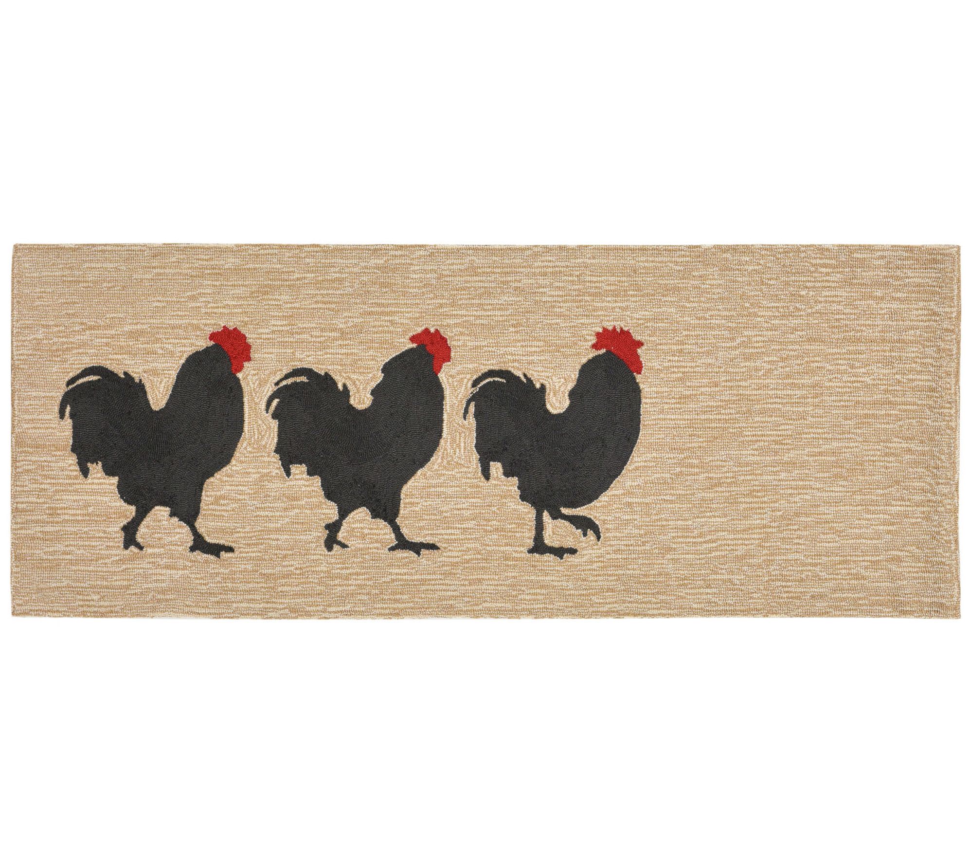Liora Manne Frontporch Roosters In-Out Rug Neutral 24" x 60"