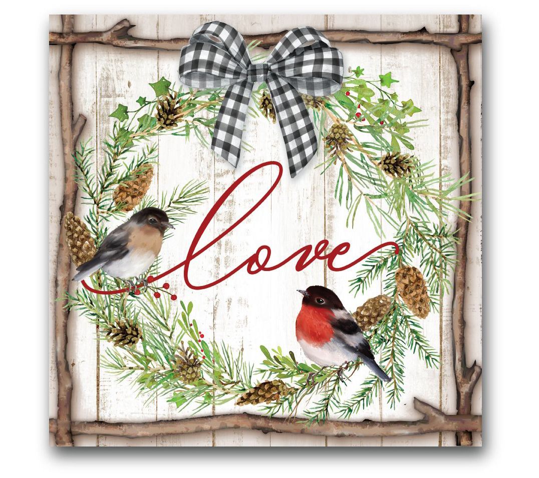 Courtside Market Love Pinecone Wreath 16x16 Can vas