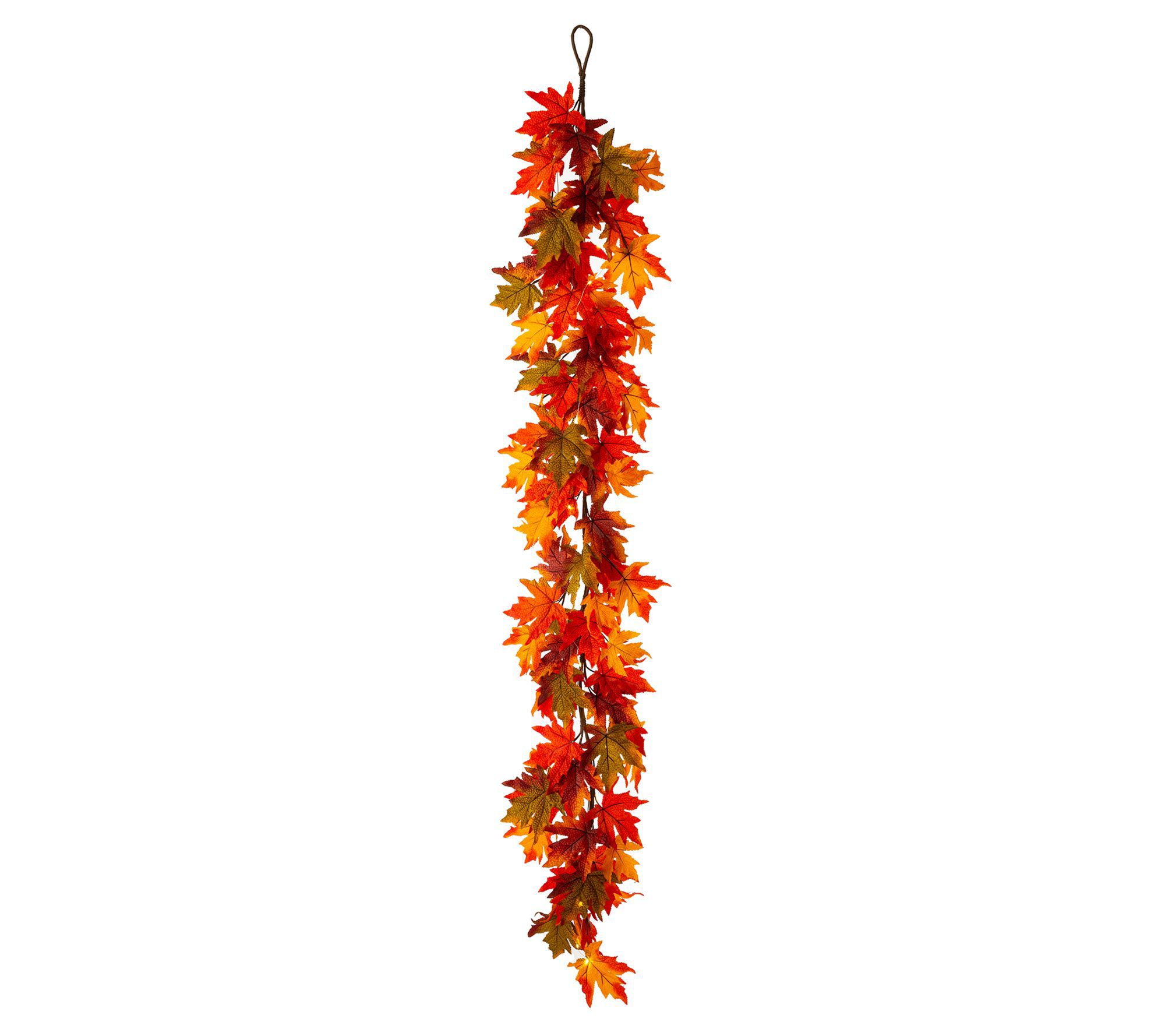 Glitzhome 6 Foot LED Fall Lighted Maple Leaves arland
