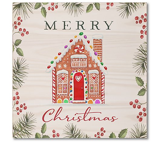 Courtside Market Merry Christmas Gingerbread 14x14 Wood Sign