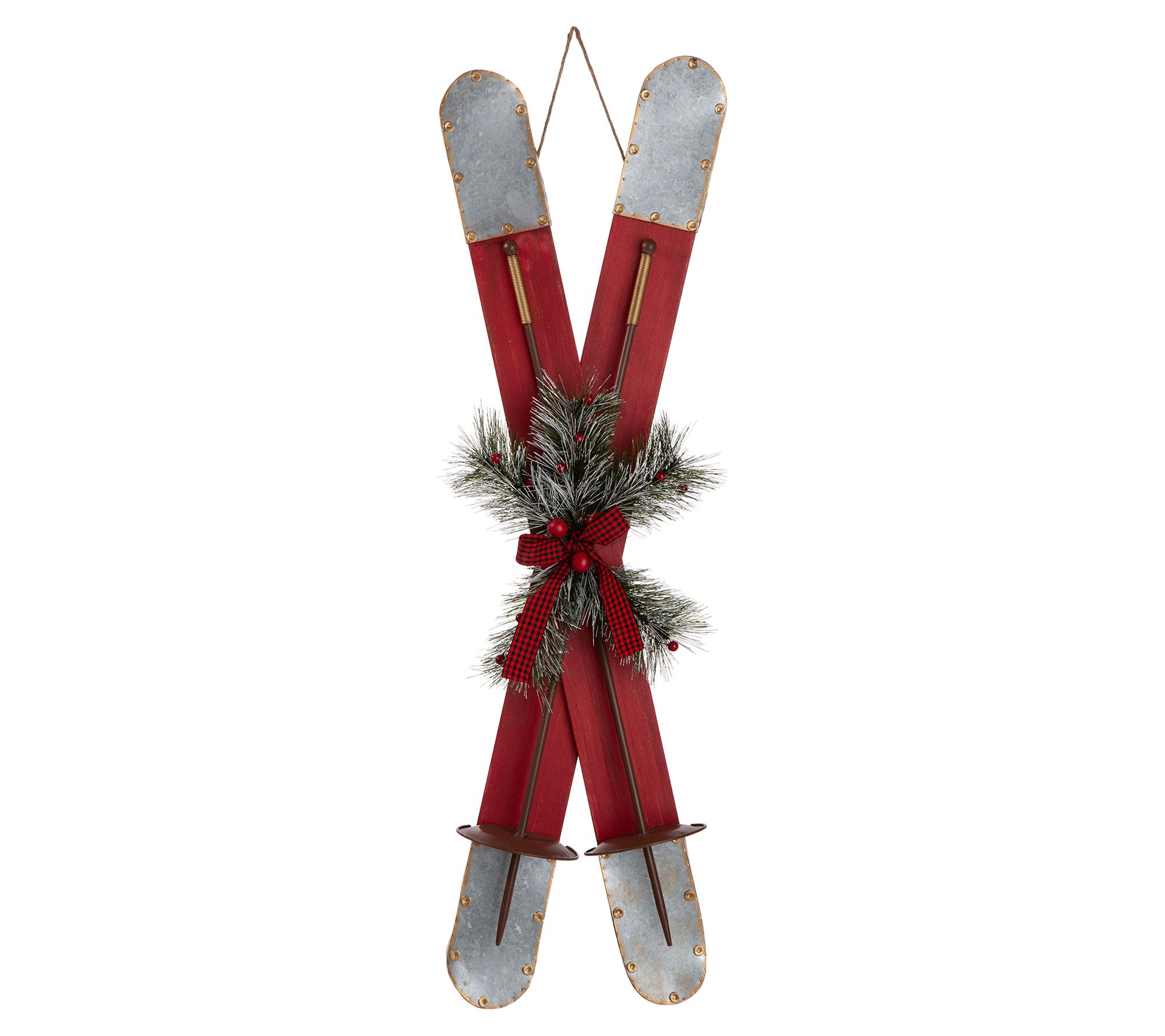 Glitzhome 35'' Hit The Slopes Hanging Ski Porch Decor