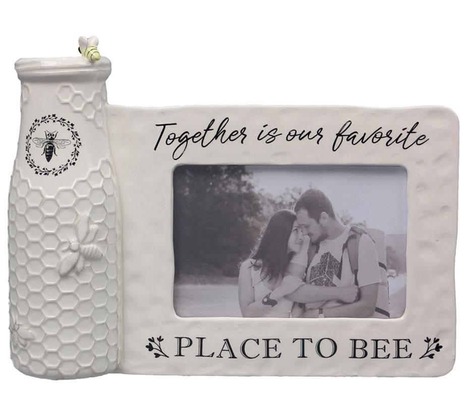 Young's, Inc. Ceramic Bee Vase with Photo Holder 4" x 6"